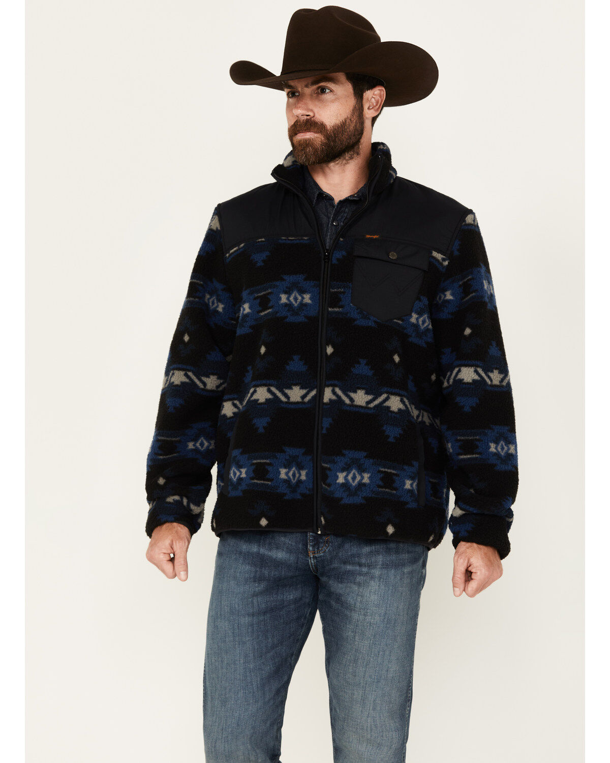 Wrangler Men's Mixed Sherpa Zip Jacket