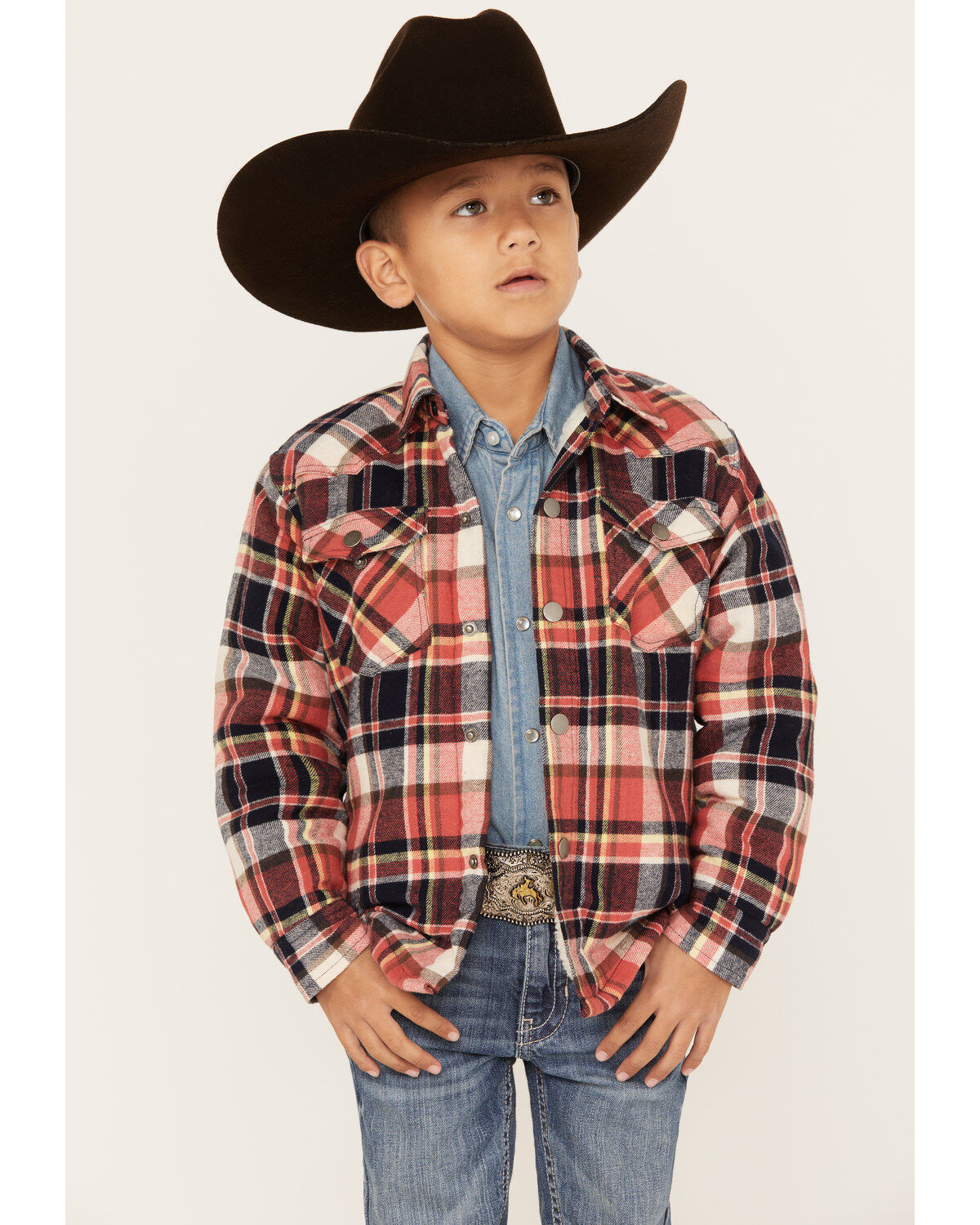 Roper Boys' Plaid Print Long Sleeve Flannel Shacket