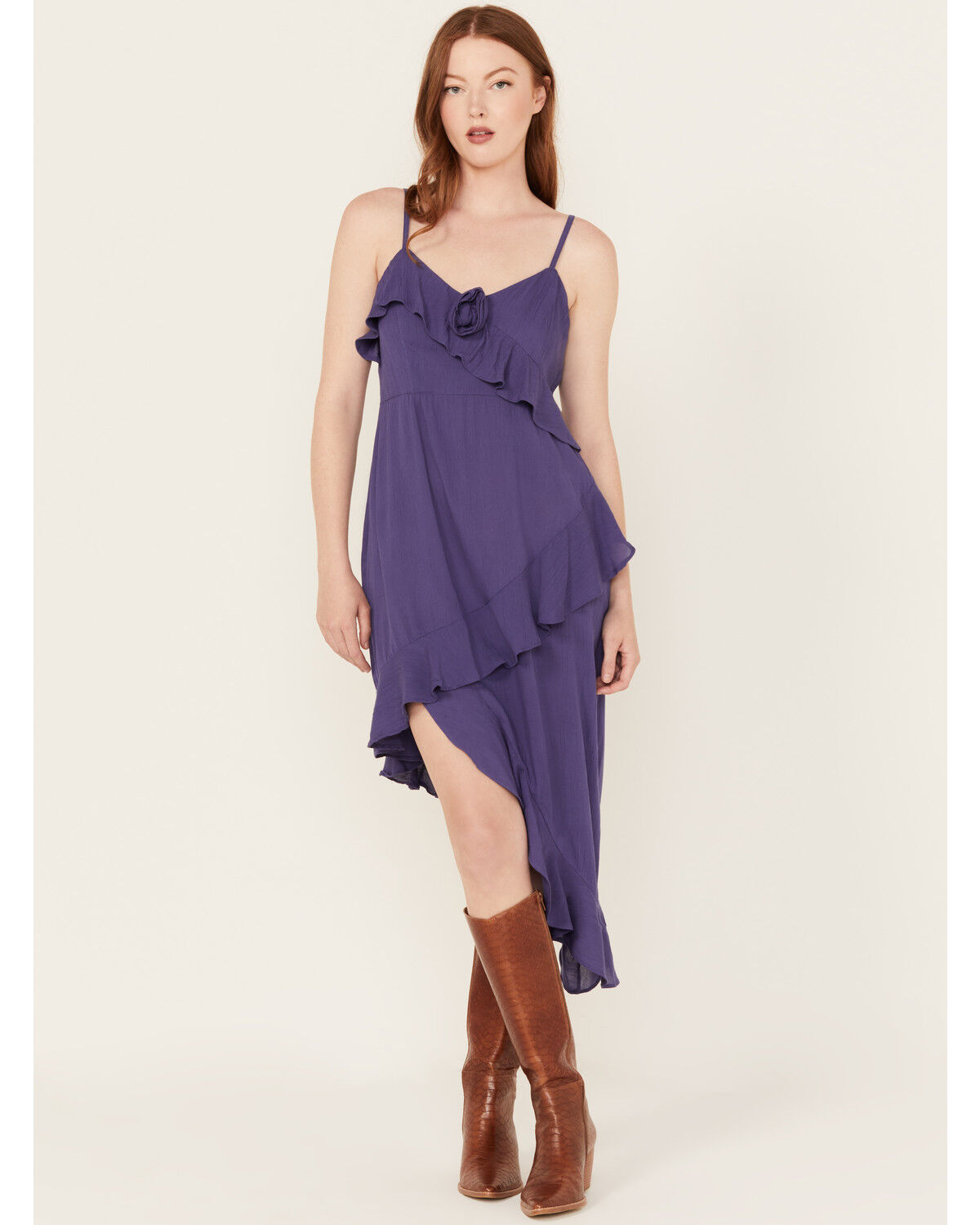 Angie Women's Solid Ruffle Hem Sleeveless Mini Dress
