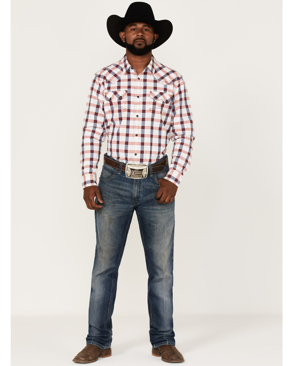 Cody James Men's Blue River Plaid Long Sleeve Snap Western Shirt