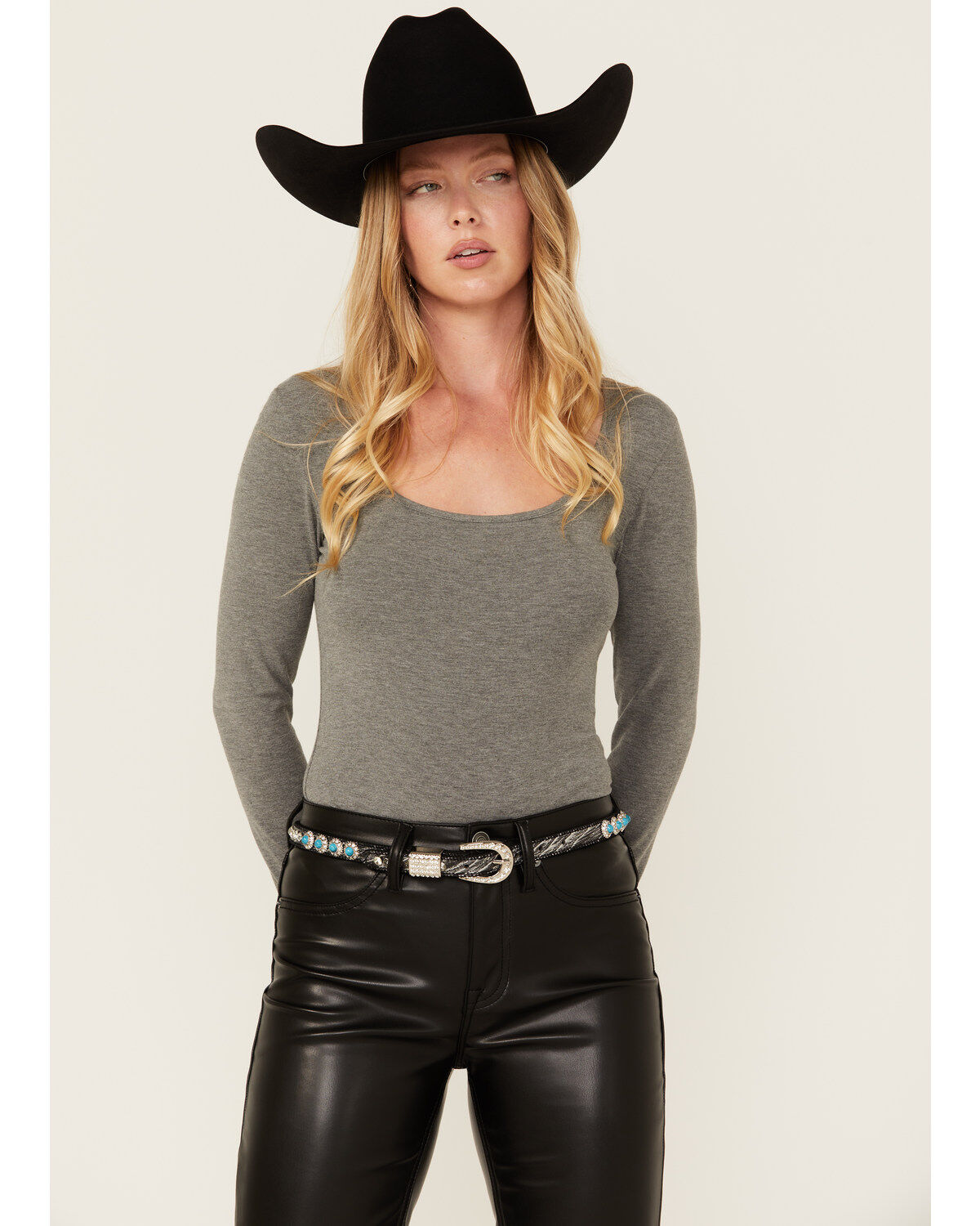 Shyanne Women's Rhinestone Studded Leather Thin Belt