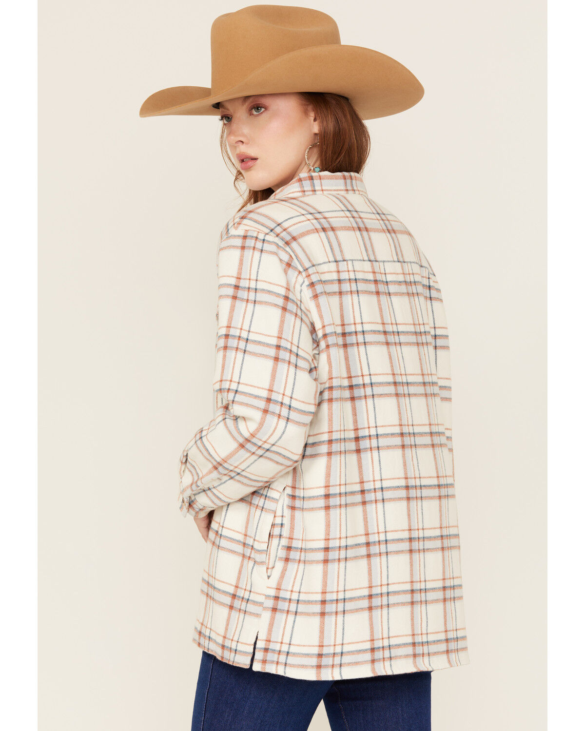 Ely Walker Women's Plaid Print Sherpa Lined Button-Down Shacket