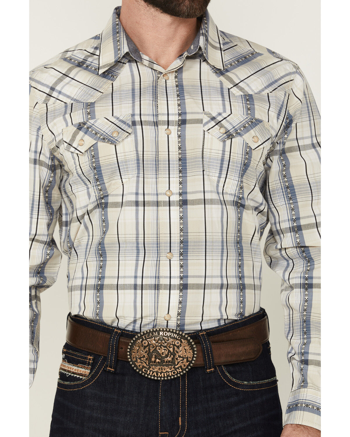 Cody James Men's Western Wind Plaid Print Long Sleeve Snap Western Shirt