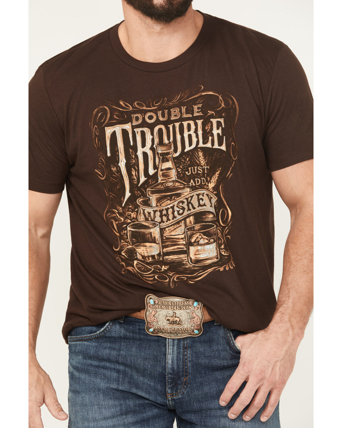Cody James Men's Double Trouble Whiskey Short Sleeve Graphic T-Shirt