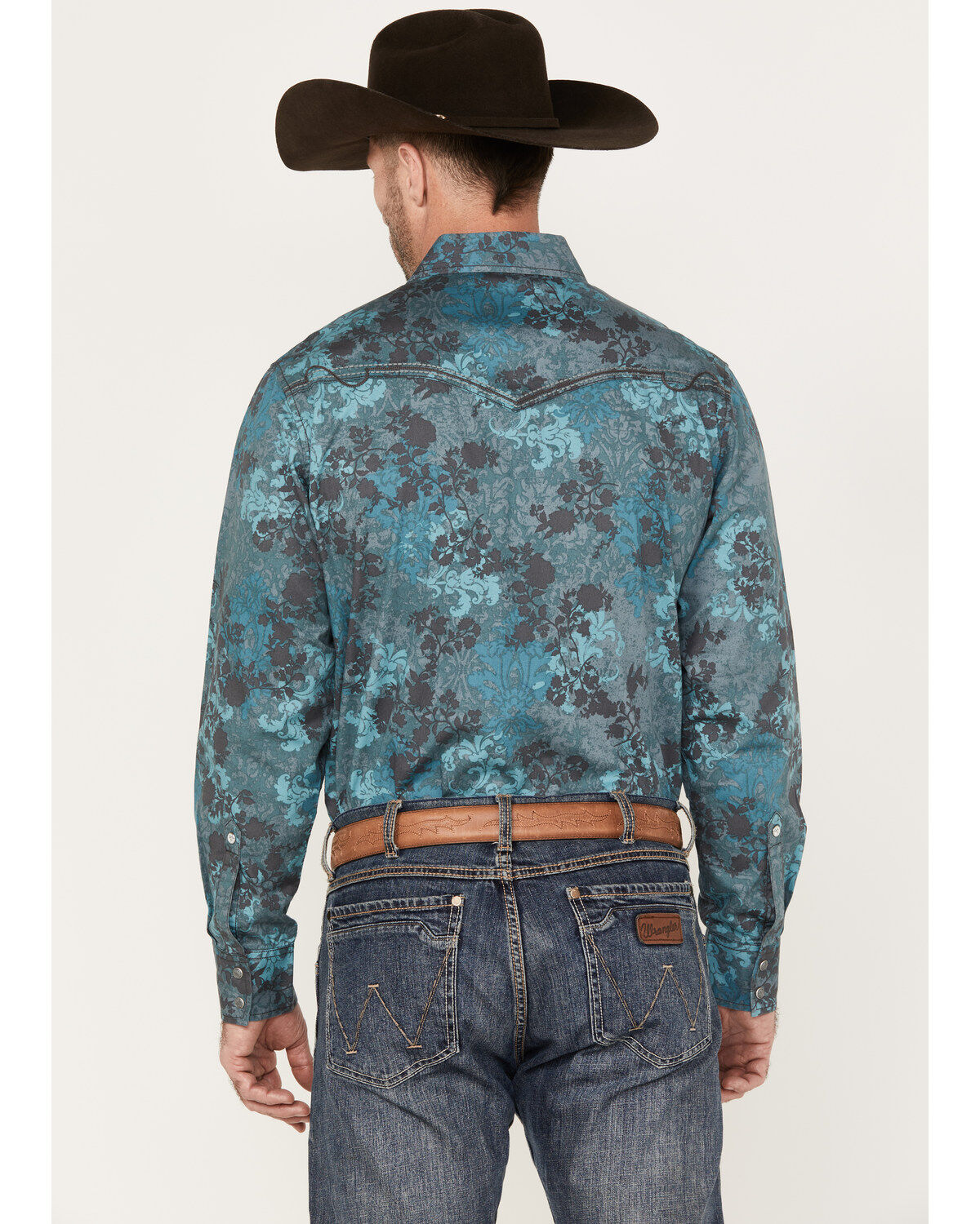 Wrangler Rock 47 Men's Floral Print Long Sleeve Snap Western Shirt