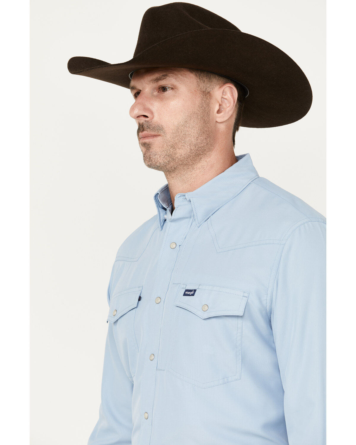 Wrangler Men's Solid Long Sleeve Snap Performance Western Shirt