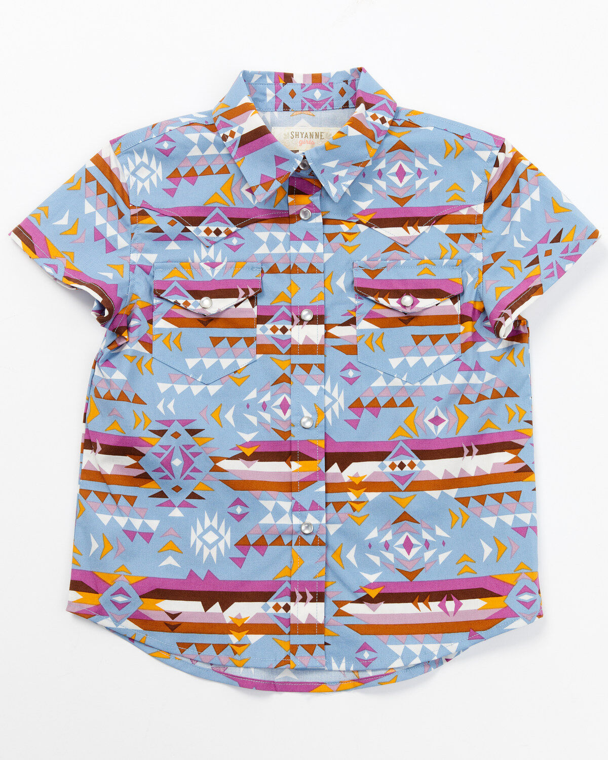 Shyanne Toddler Girls' Southwestern Print Short Sleeve Pearl Snap Western Shirt