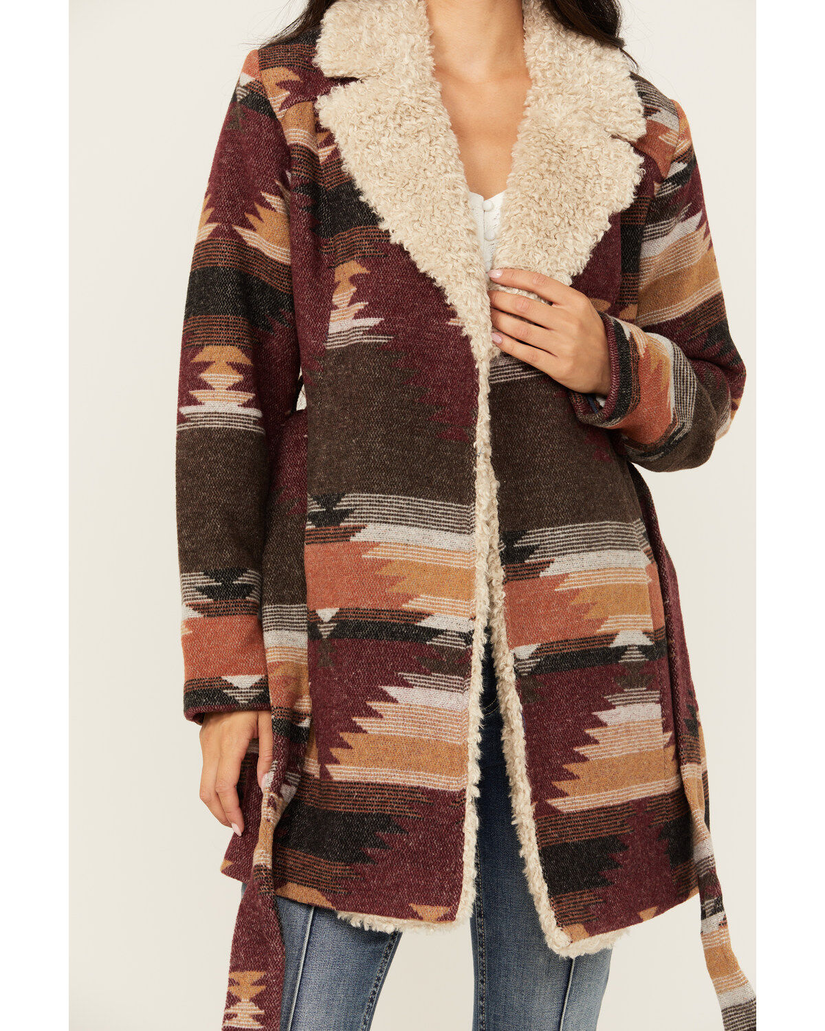 Idyllwind Women's Lynn Southwestern Print Faux Fur Collar Shacket