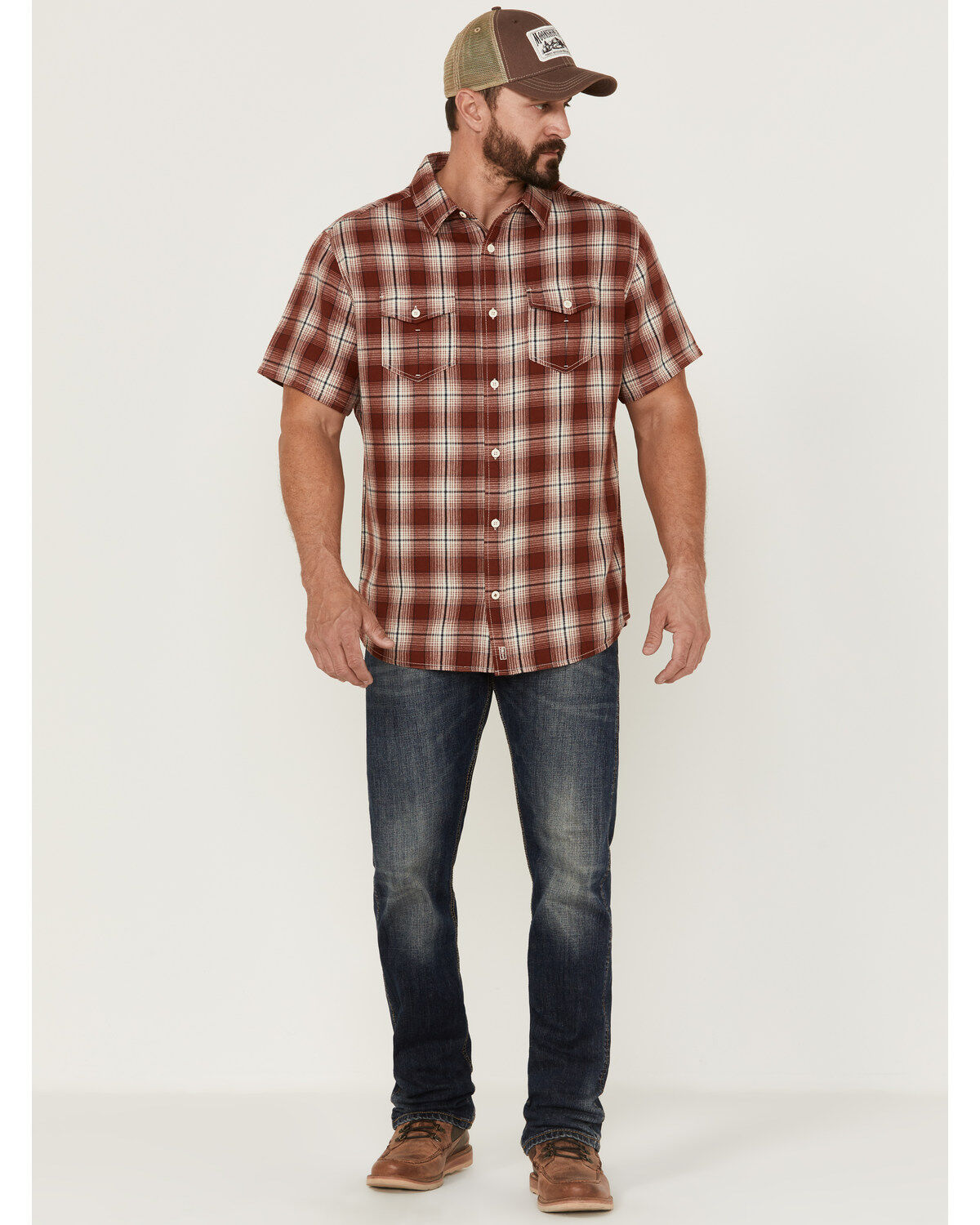Brothers and Sons Men's Large Plaid Short Sleeve Button Down Western Shirt