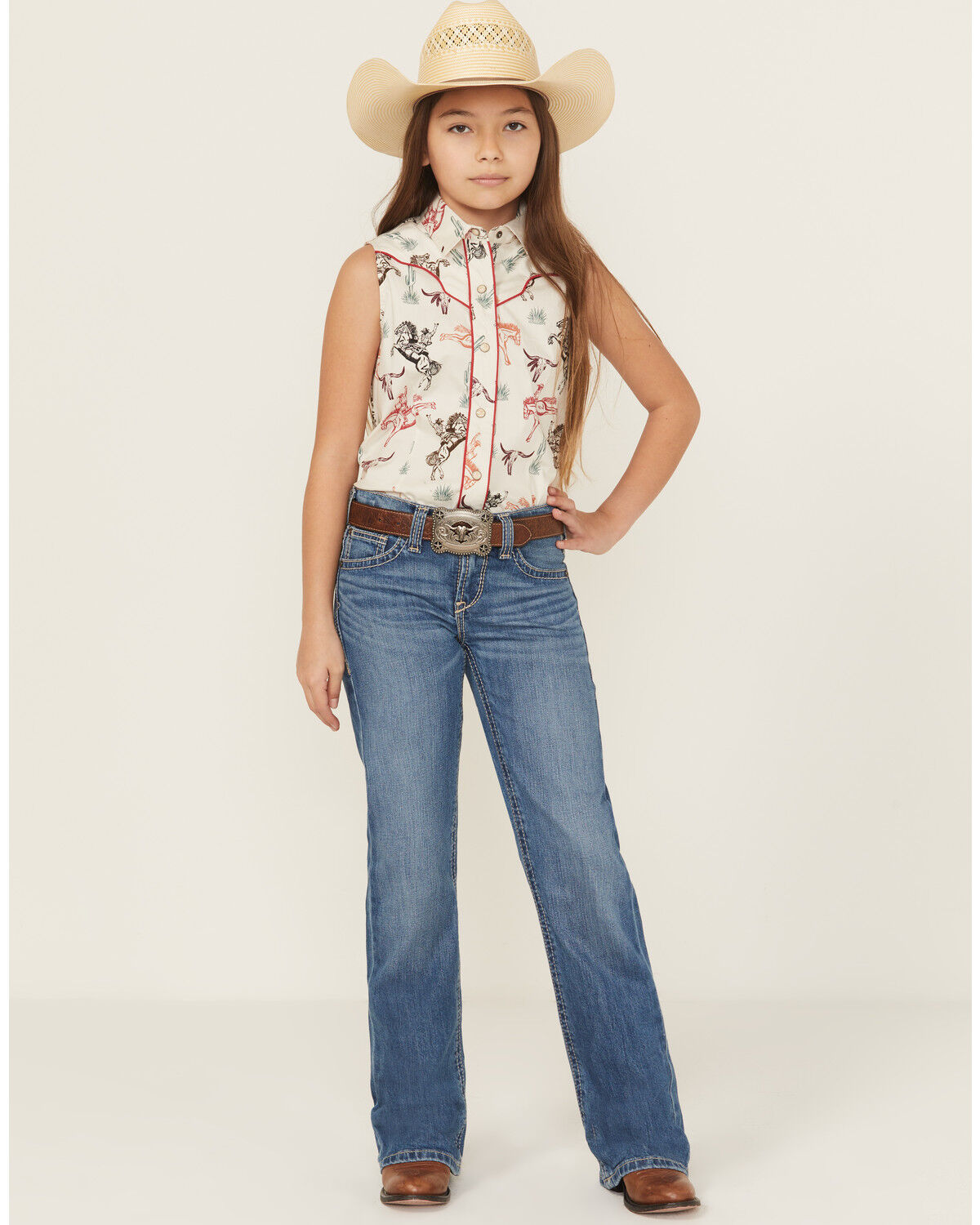 Ariat Girls' R.E.A.L. Medium Wash Bootcut Stretch Denim Jeans