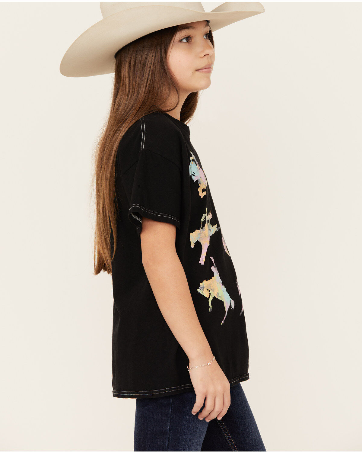 American Highway Girls' Running Horse Metallic Short Sleeve Graphic Tee