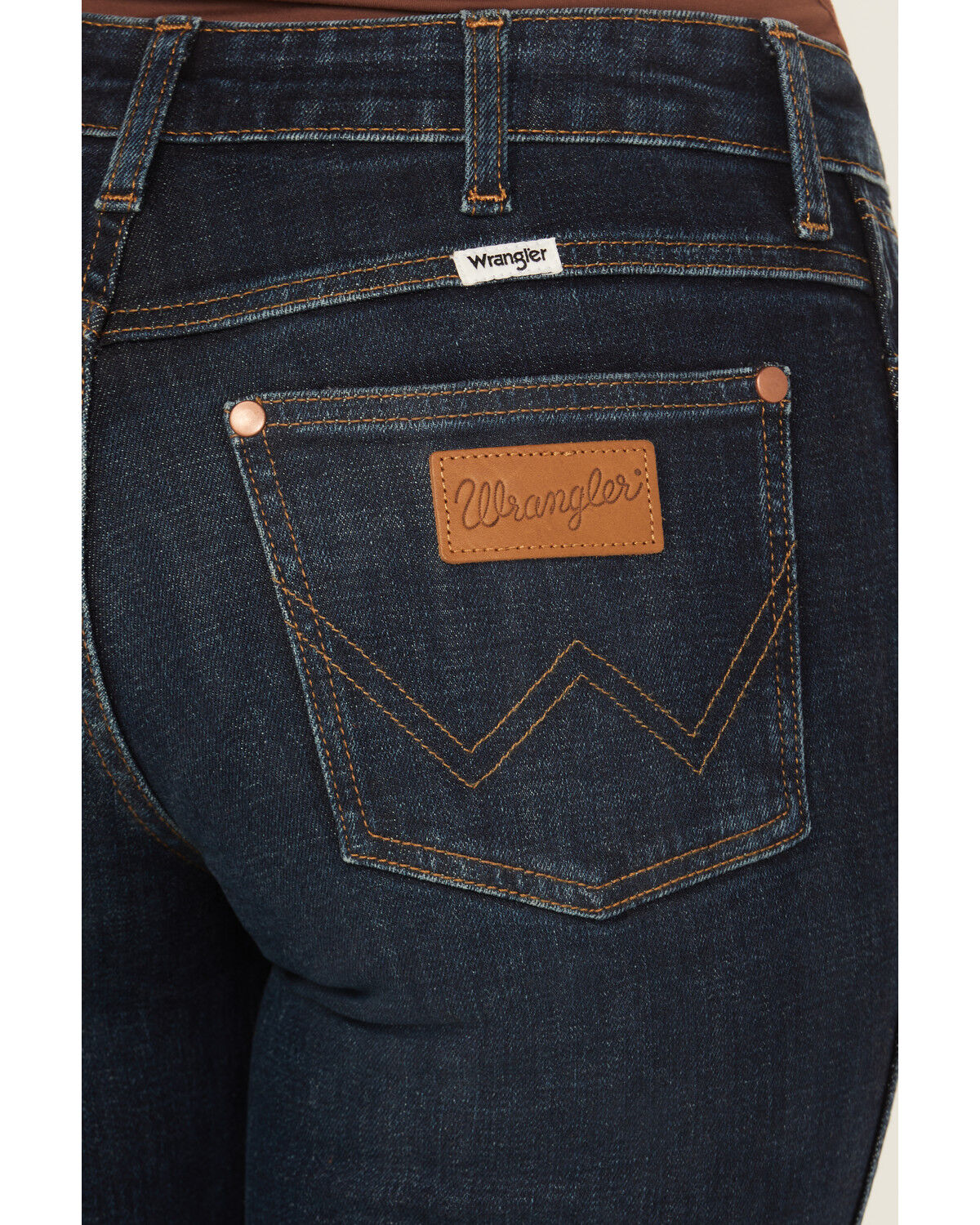 Wrangler Women's Dark Wash Pioneer Westward Mid Rise Bootcut Stretch Denim Jeans