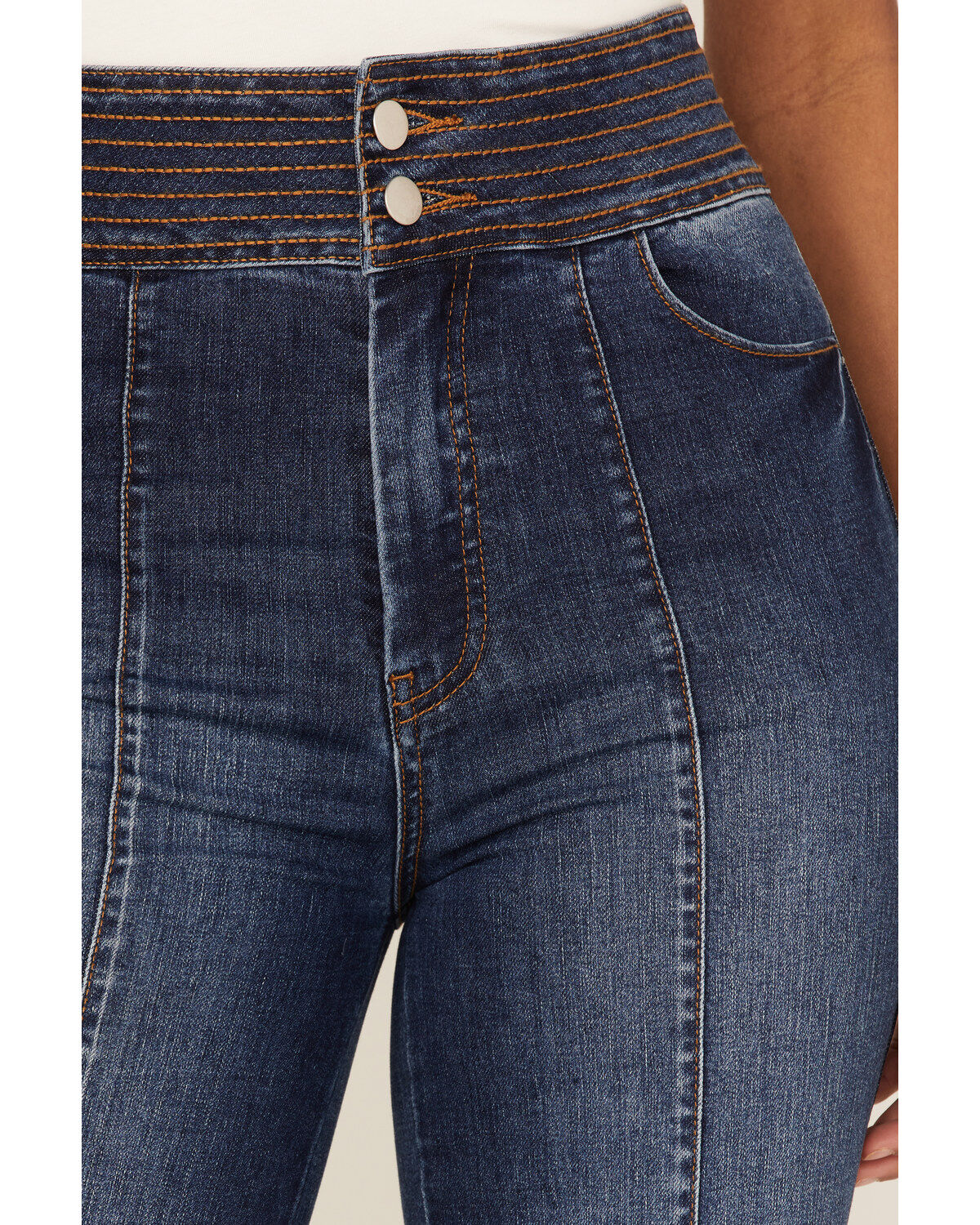Flying Tomato Women's Seam Front Flare Jeans