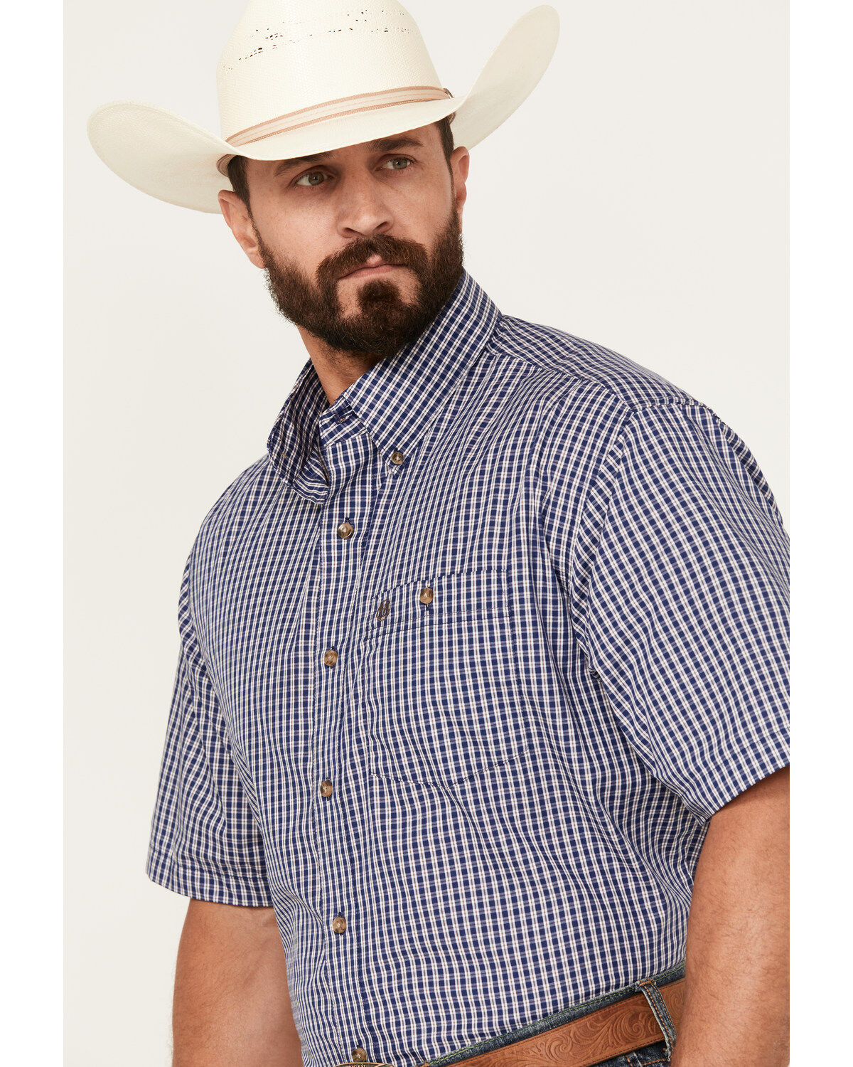 Wrangler Men's Classic Plaid Print Short Sleeve Button-Down Western Shirt