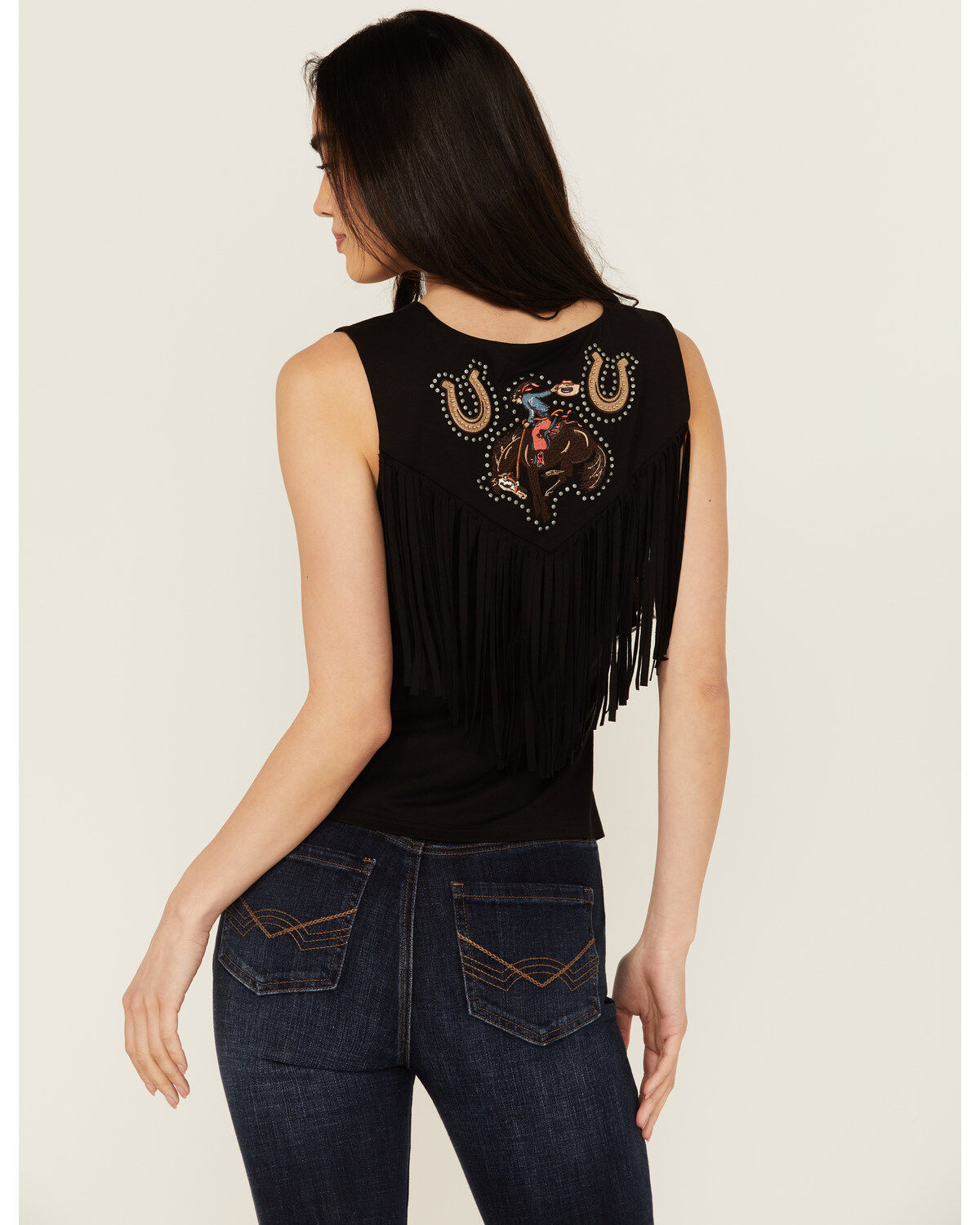 Idyllwind Women's Plateau Embroidered Studded Fringe Tank