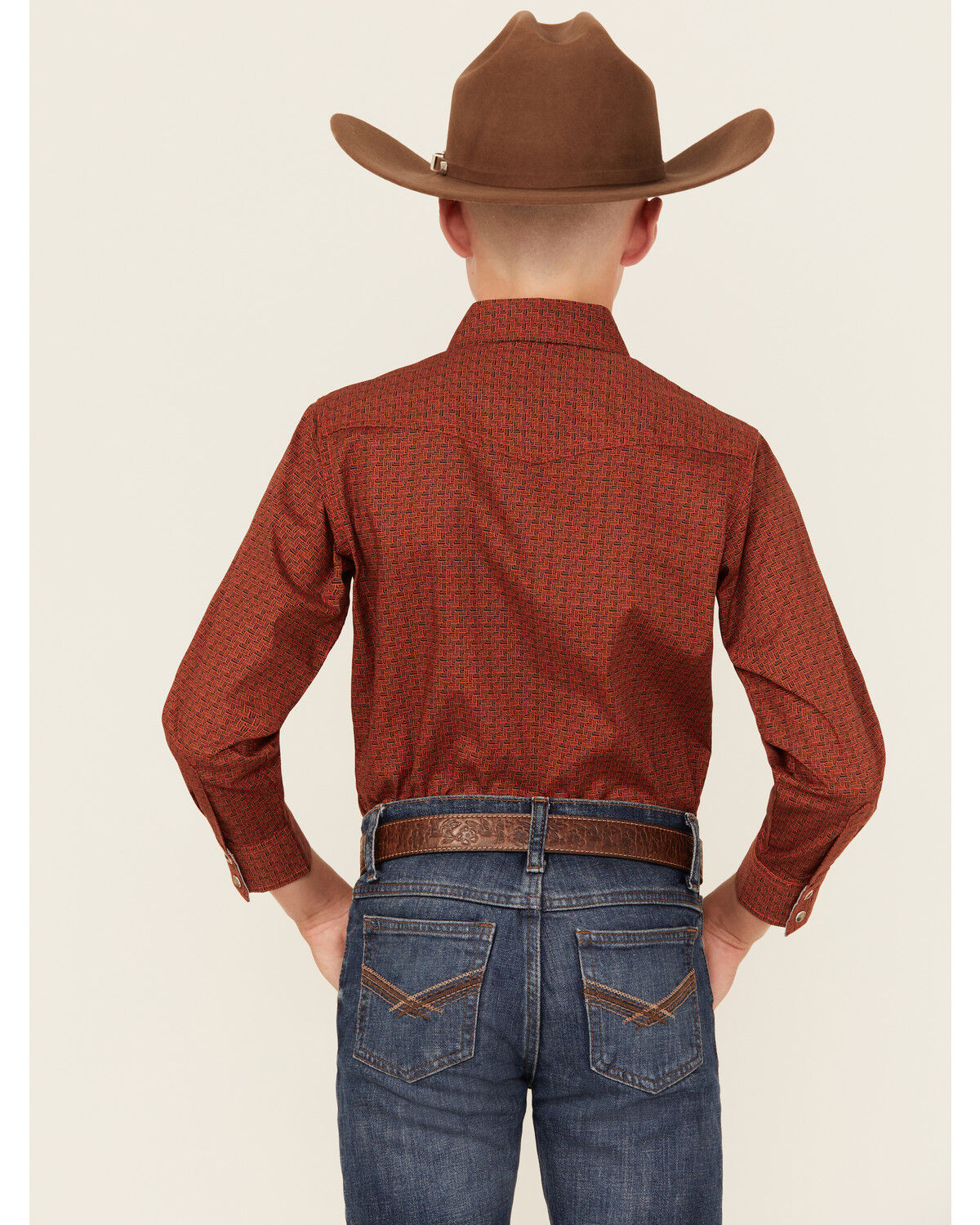 Wrangler Boys' Checkered Print Long Sleeve Snap Stretch Western Shirt