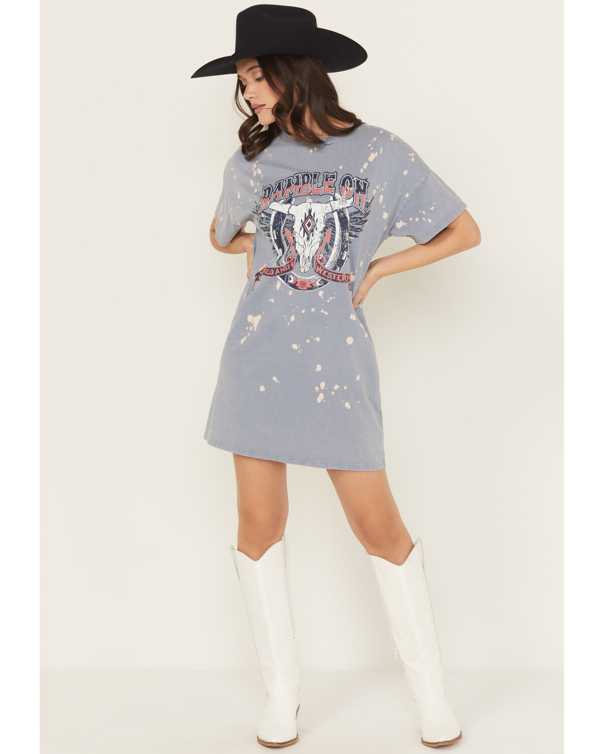 Rock & Roll Denim Women's Ramble On Short Sleeve Mini T-Shirt Dress
