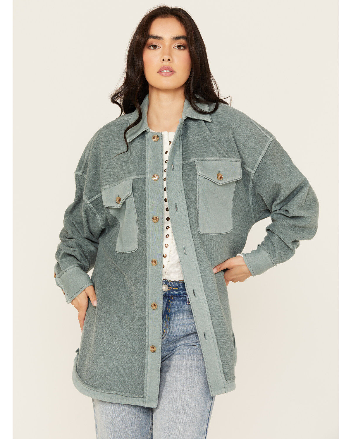 Cleo + Wolf Women's Oversized French Terry Shacket