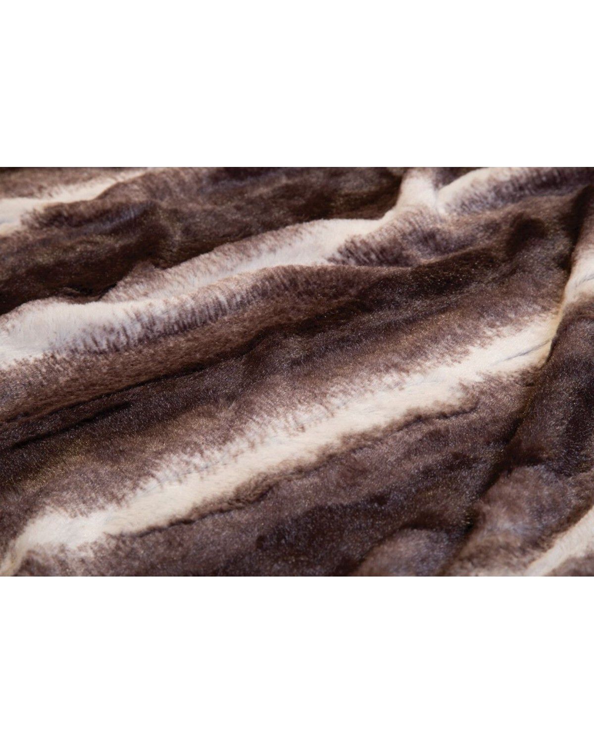 Carstens Home Brown Striped Chinchilla Plush Faux Fur Throw Blanket
