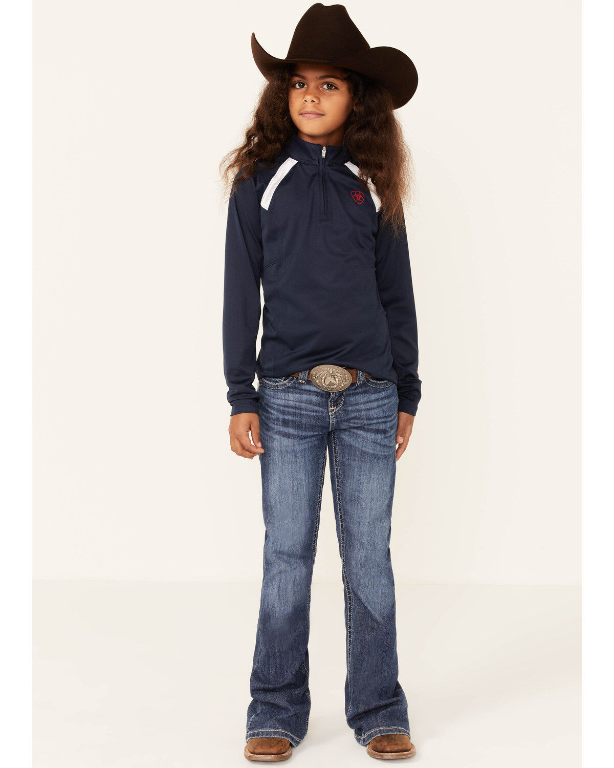 Ariat Girls' Team Solid Sunstopper 2.0 1/4 Zip Baselayer