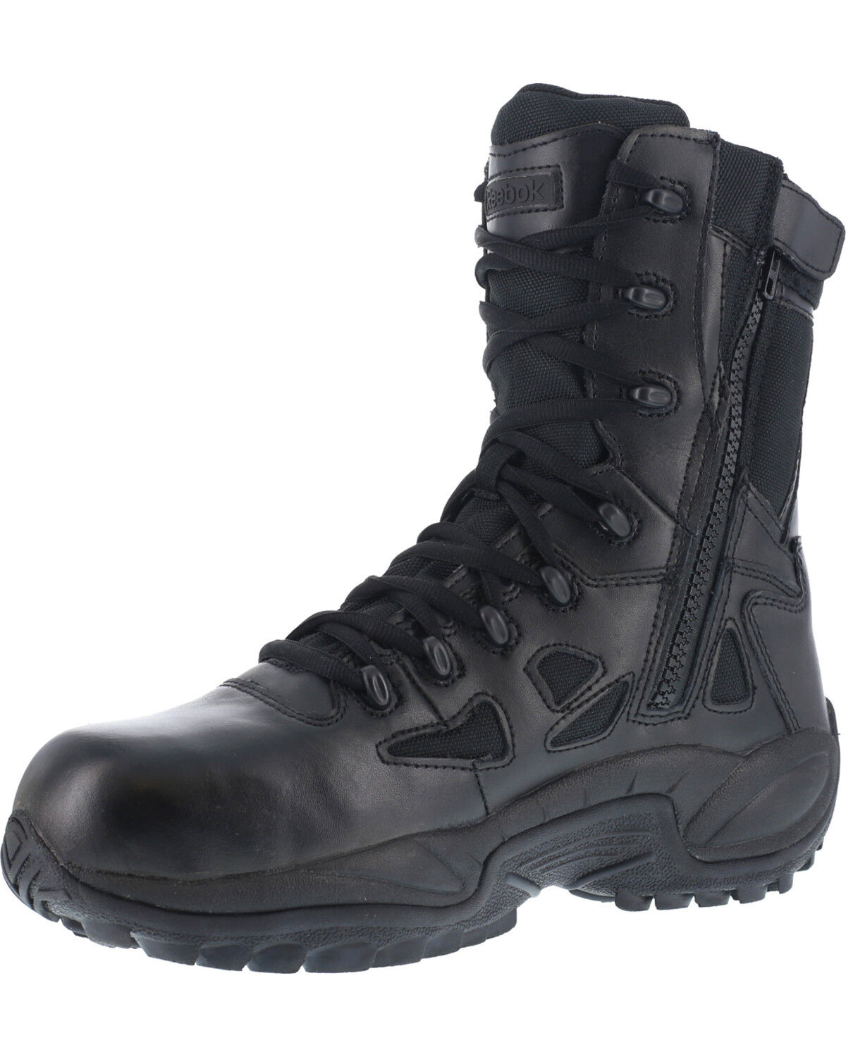 Reebok Men's 8" Lace-Up Black Side-Zip Work Boots - Composite Toe