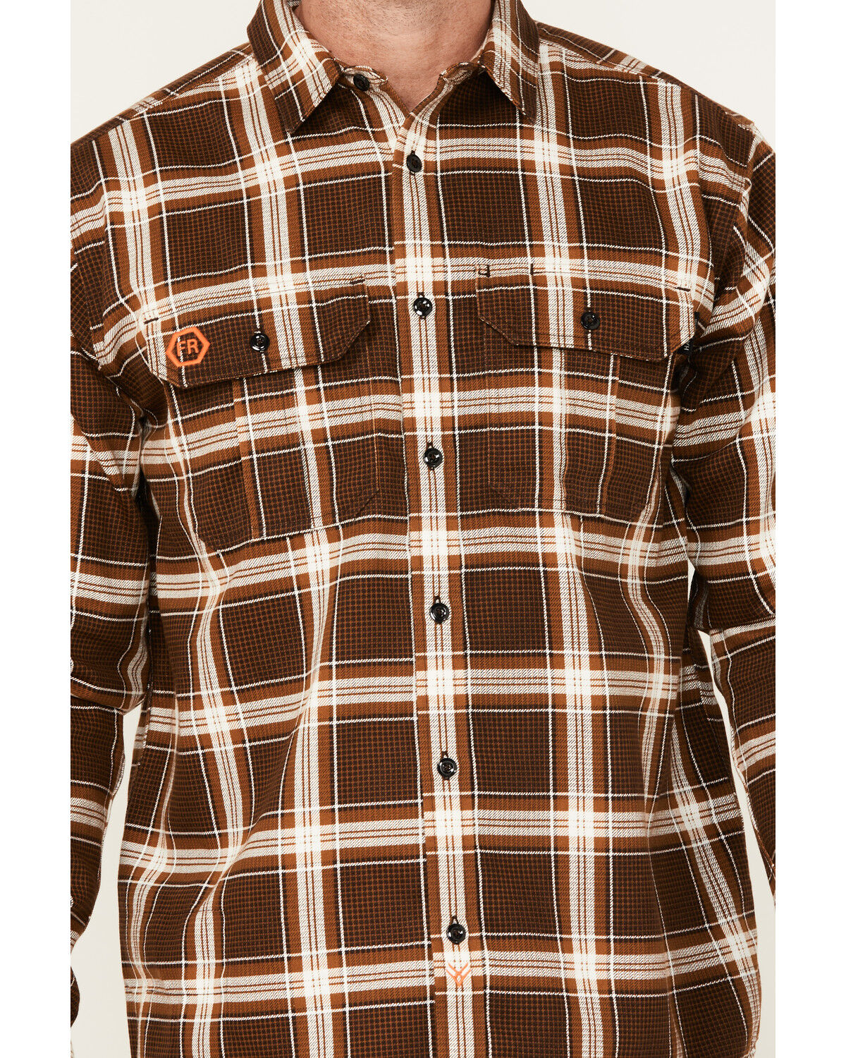 Hawx Men's FR Plaid Print Long Sleeve Button-Down Western Work Shirt