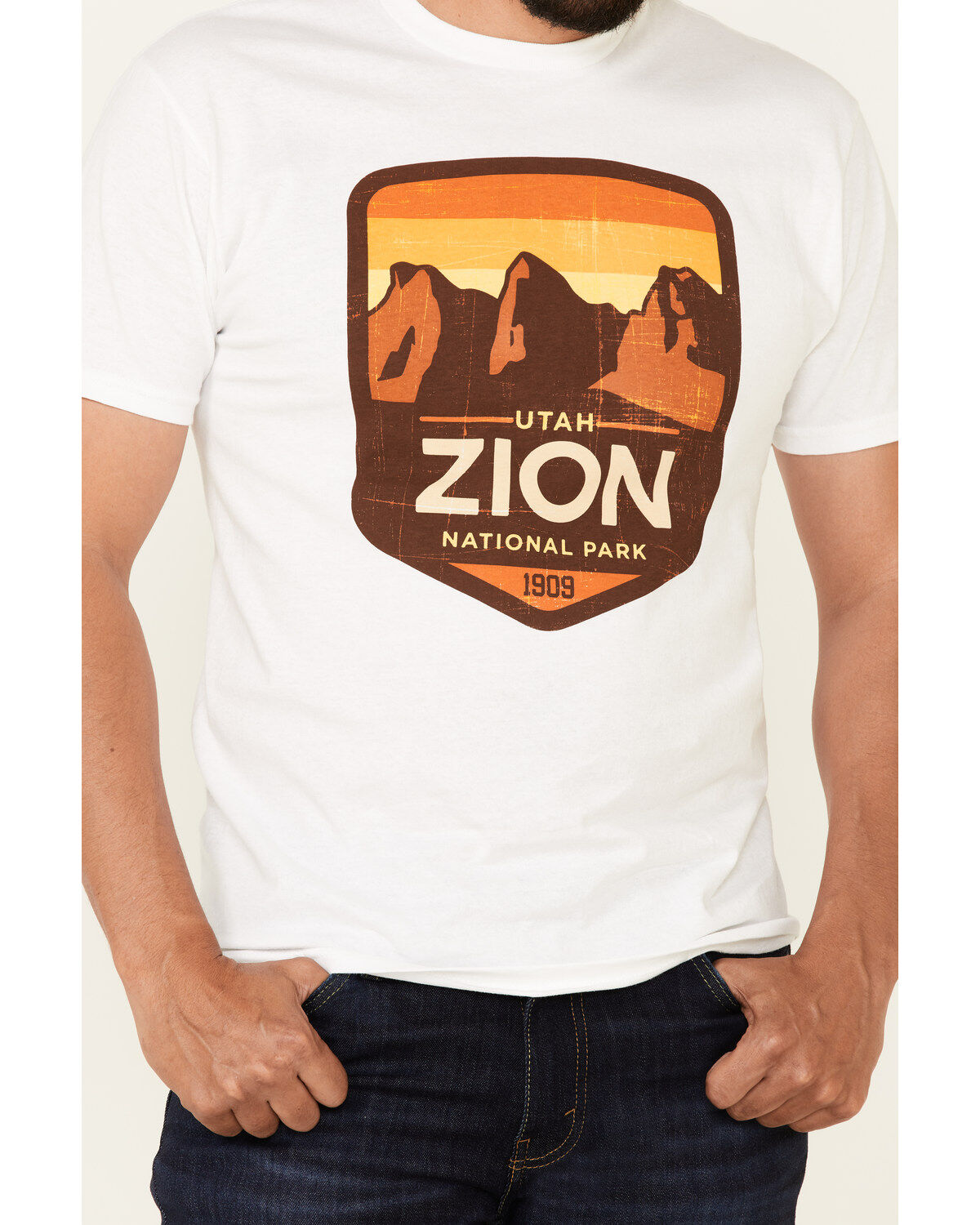 National Park Foundation Men's Yellow Cloud Zion Graphic Short Sleeve T-Shirt