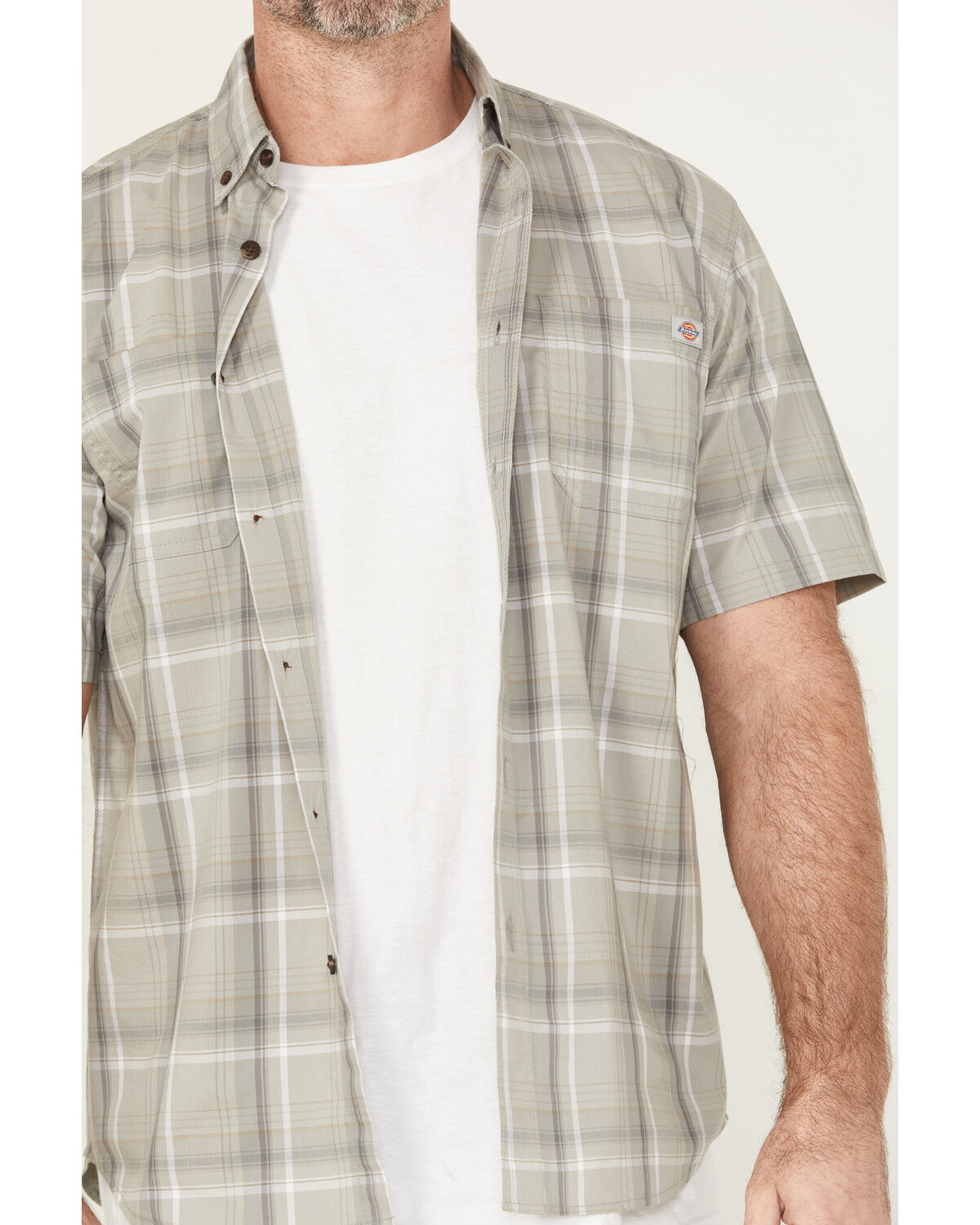 Dickies Men's Flex Plaid Print Short Sleeve Button-Down Work Shirt