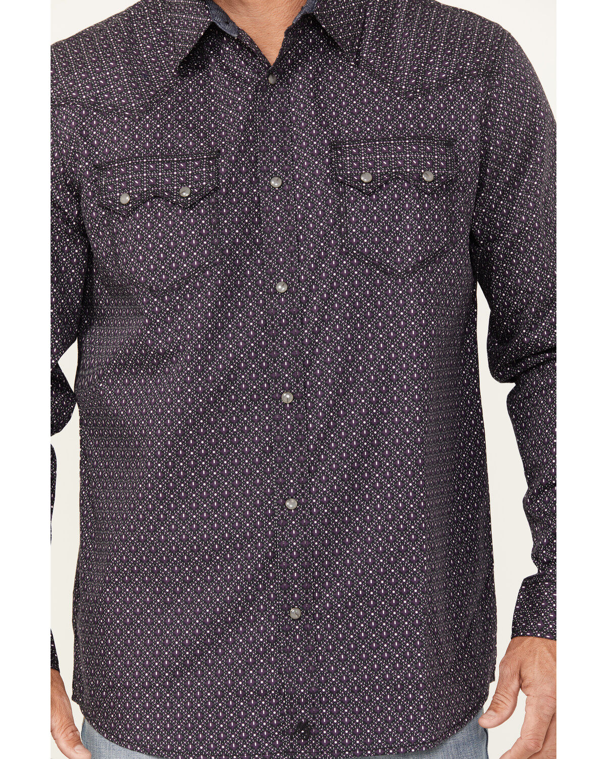 Moonshine Spirit Men's Geo Print Long Sleeve Snap Western Shirt