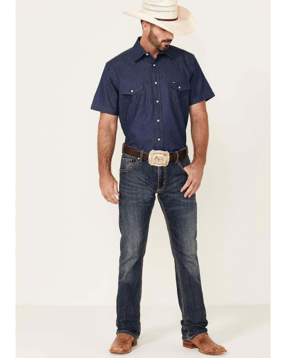 Wrangler Men's Solid Twill Short Sleeve Work Shirt