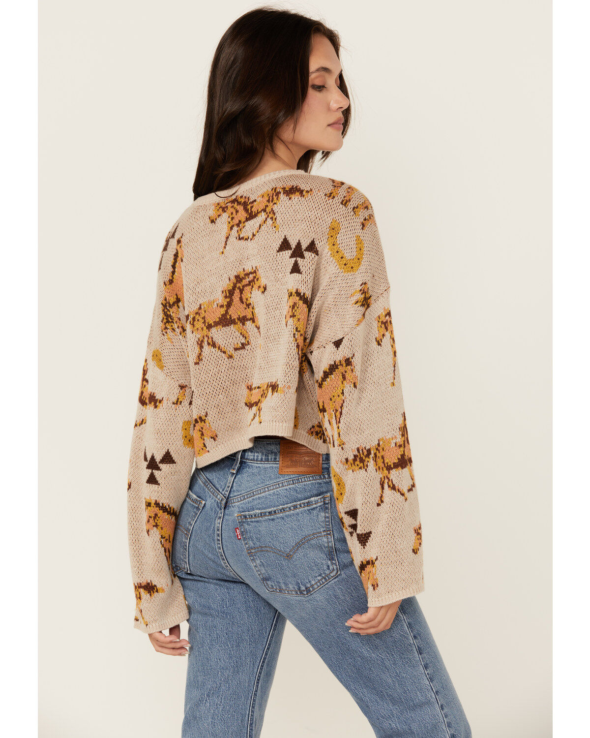 Rock & Roll Denim Women's Horse Print Sweater
