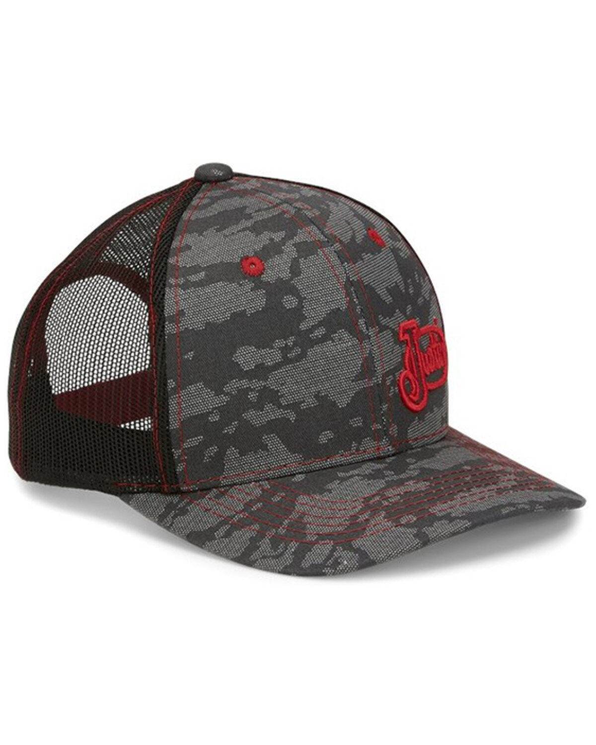 Justin Men's Gray Camo & Red Embroidered Logo Mesh-Back Ball Cap