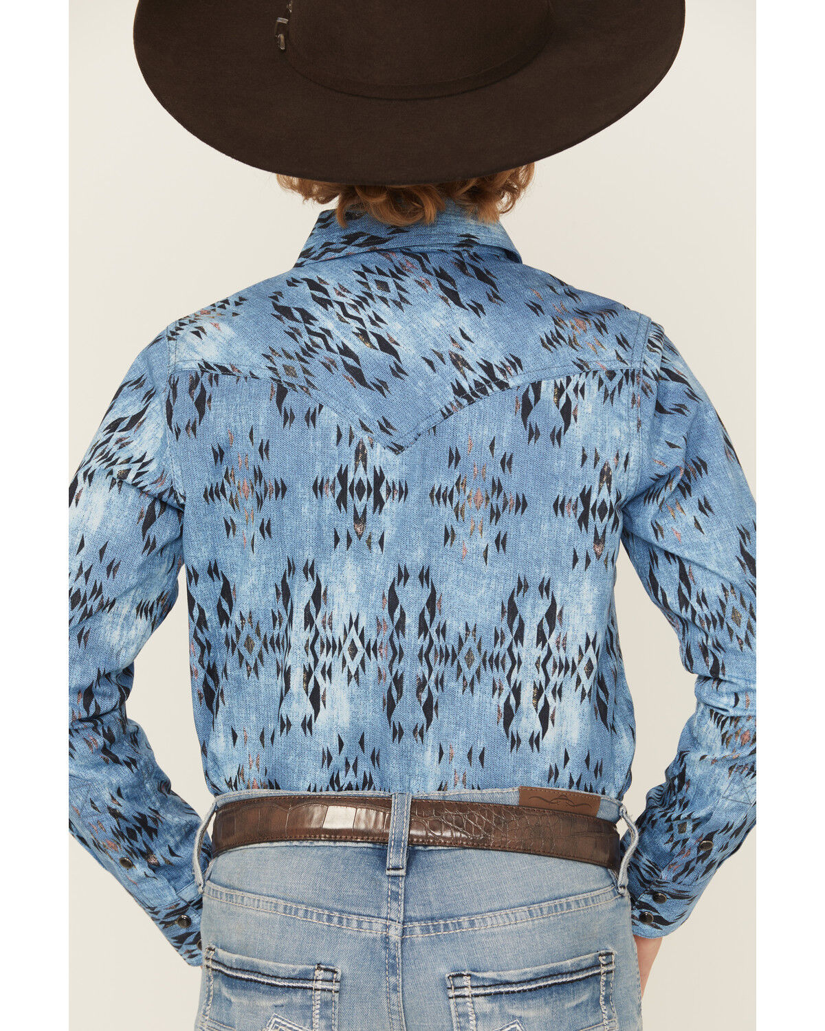 Cody James Boys' Maverick Southwestern Print Long Sleeve Snap Western Shirt