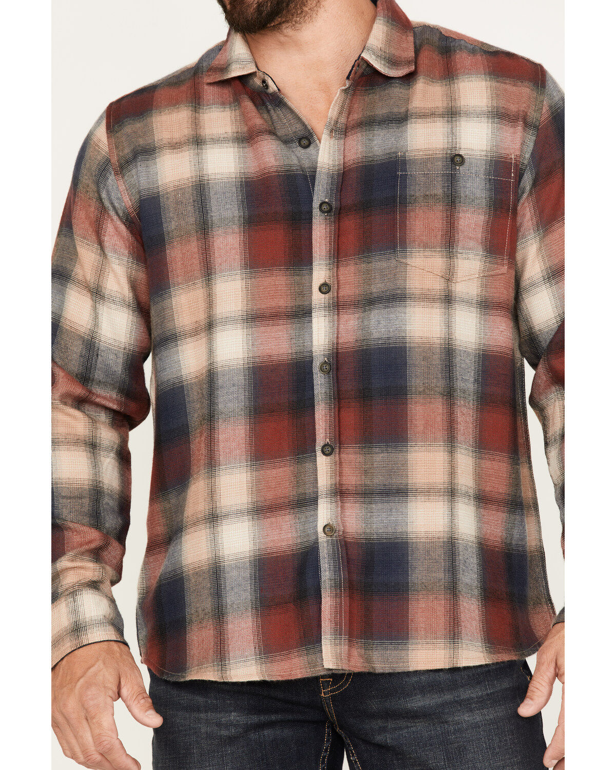 North River Men's Plaid Print Long Sleeve Button Down Performance Shirt