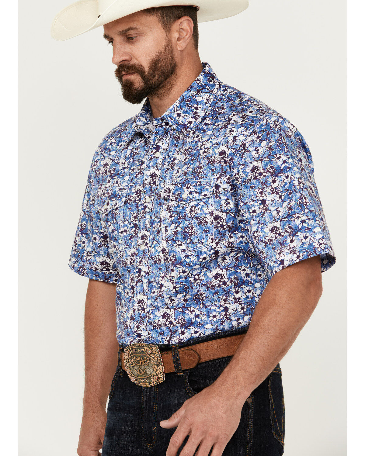 Wrangler 20X Men's Advanced Comfort Floral Print Short Sleeve Snap Western Shirt