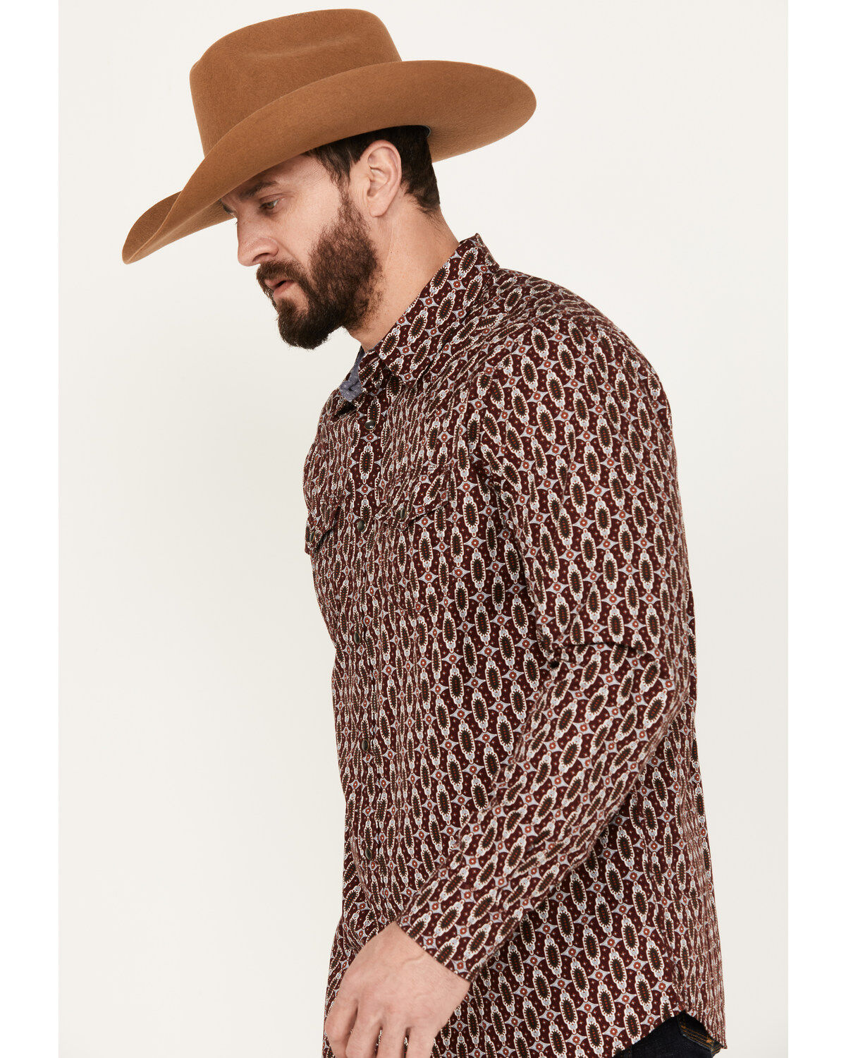 Moonshine Spirit Men's Gypsy Print Long Sleeve Western Snap Shirt