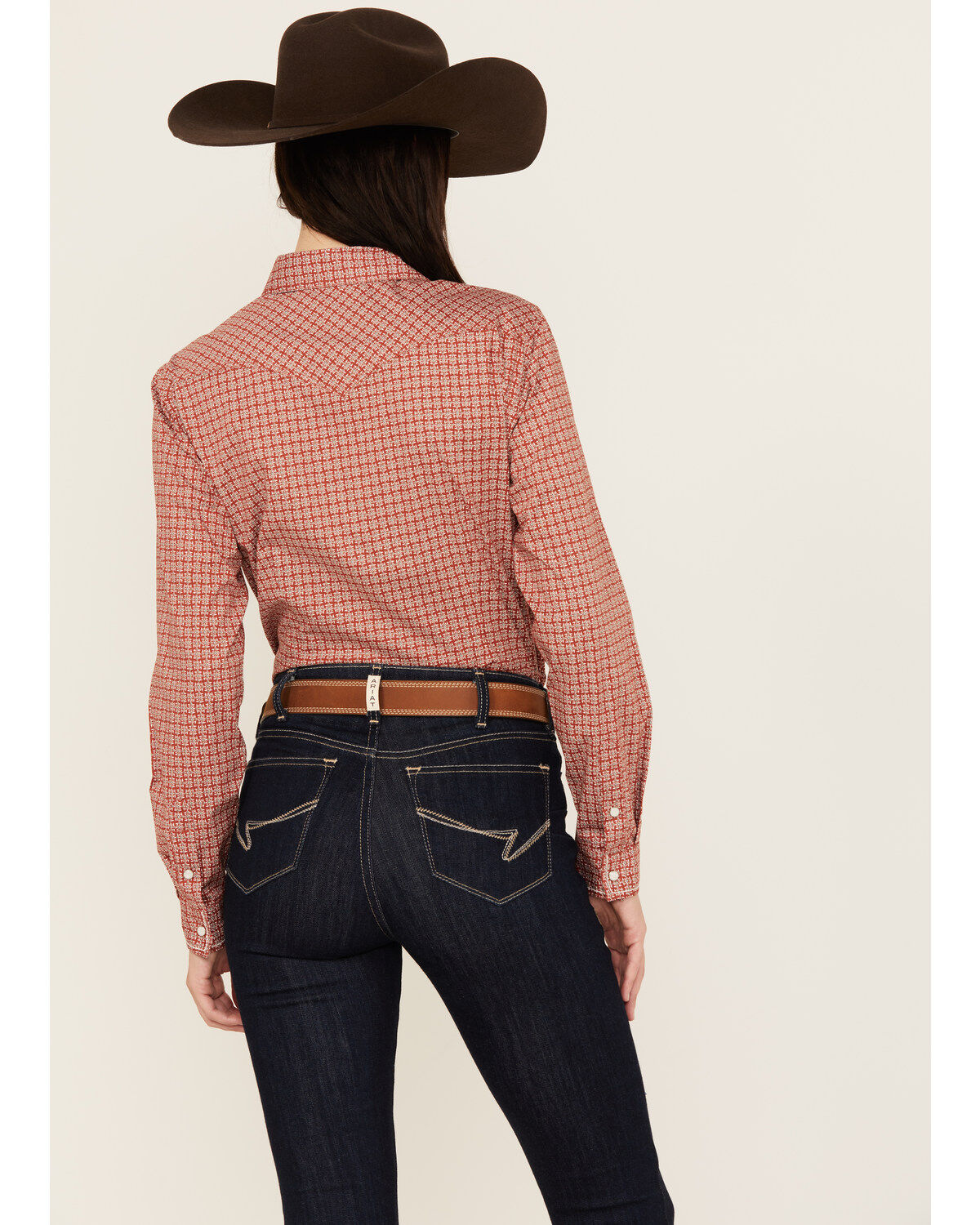 Rough Stock by Panhandle Women's Geo Print Long Sleeve Pearl Snap Stretch Western Shirt