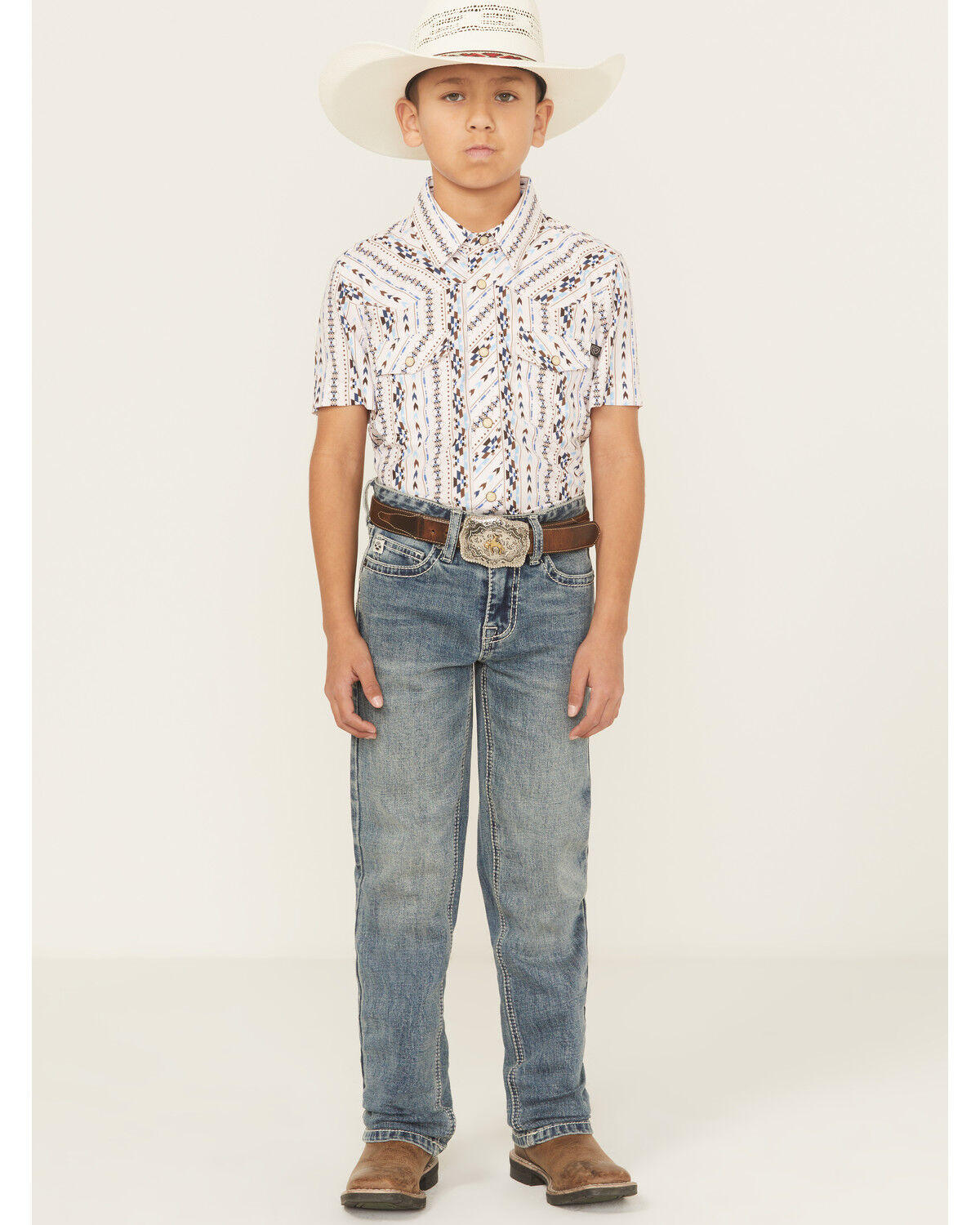 Hooey X Rock & Roll Denim Boys' Medium Wash Step Bootcut Stretch Denim Jeans