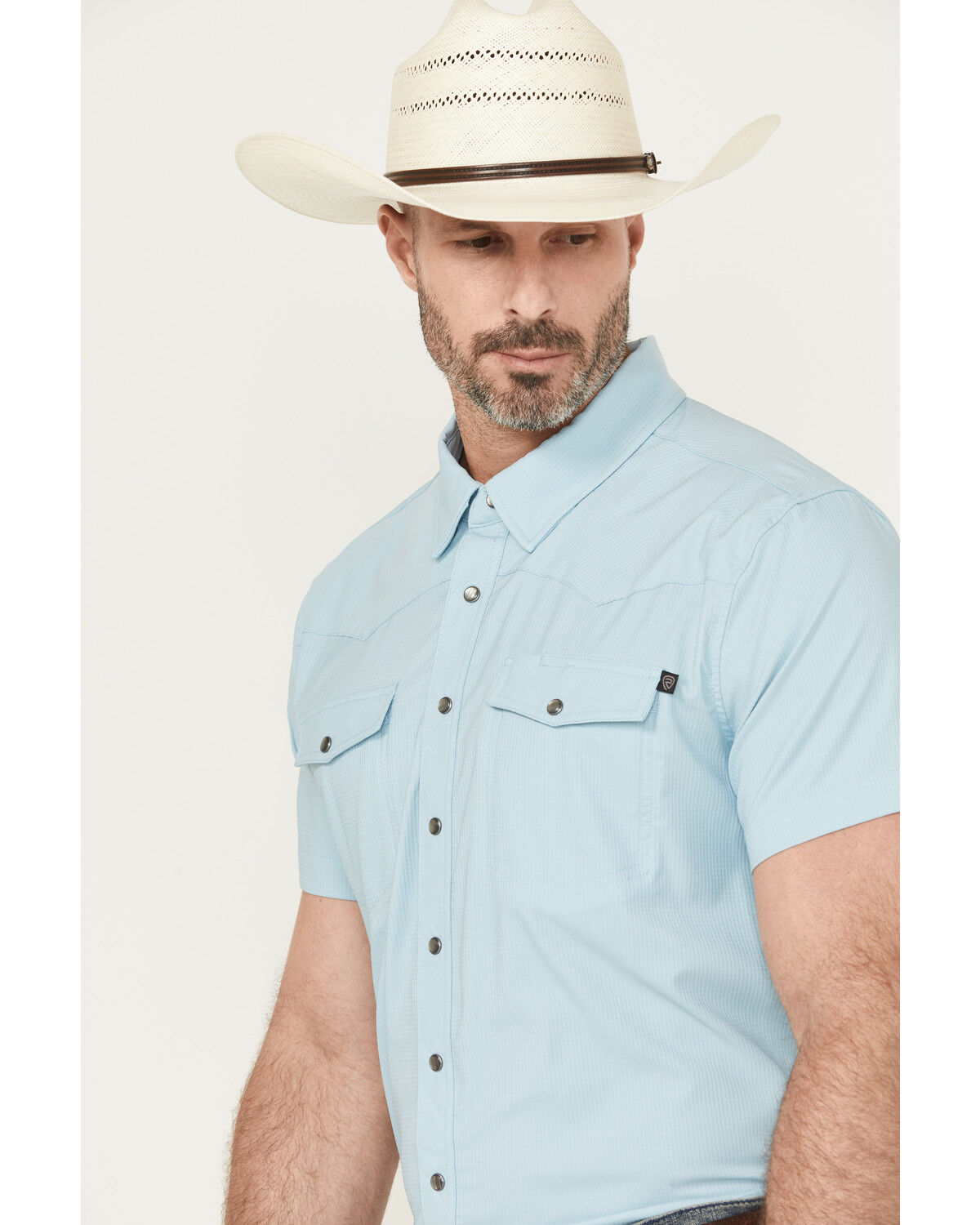 Rock & Roll Denim Men's Solid Tek Short Sleeve Snap Western Shirt