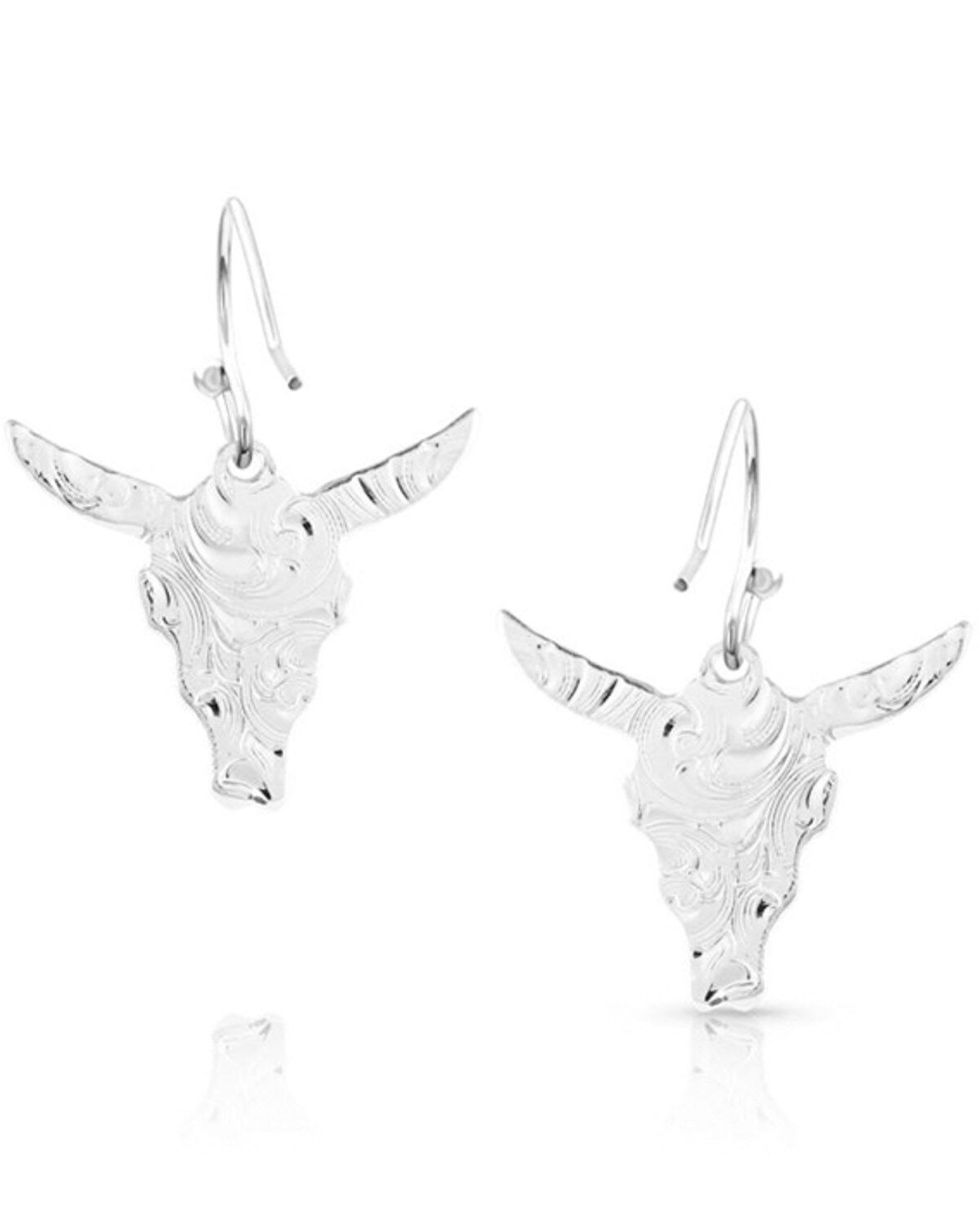 Montana Silversmiths Women's Chiseled Steer Head Earrings
