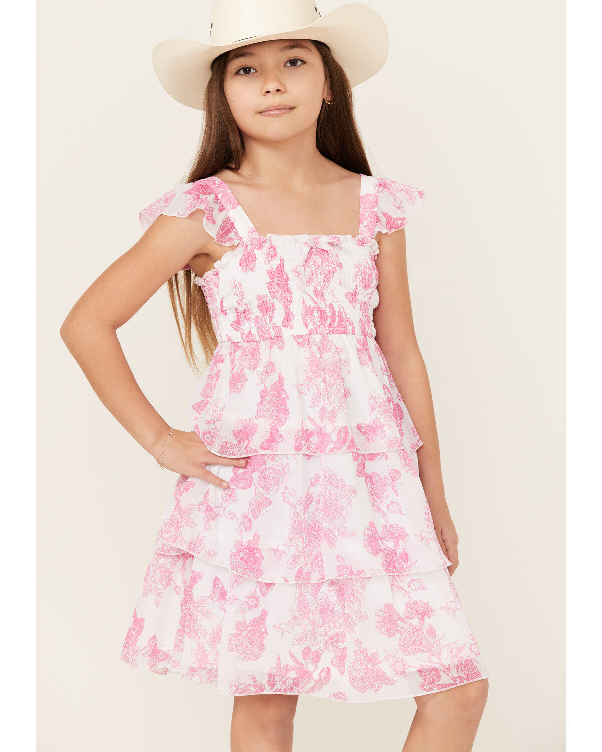 Sugar California Girls' Printed Smocked Dress