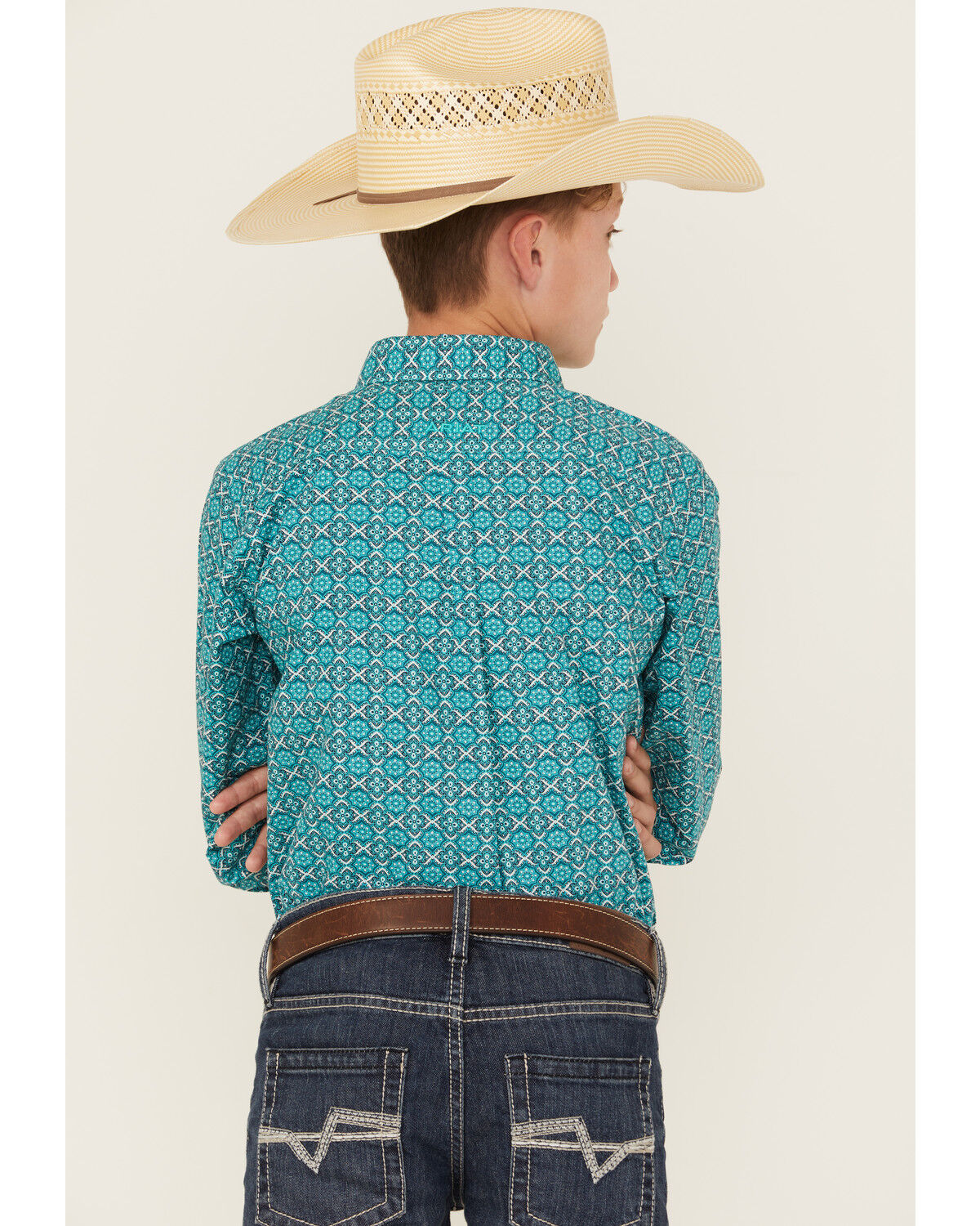 Ariat Boys' Geo Print Long Sleeve Button-Down Western Shirt
