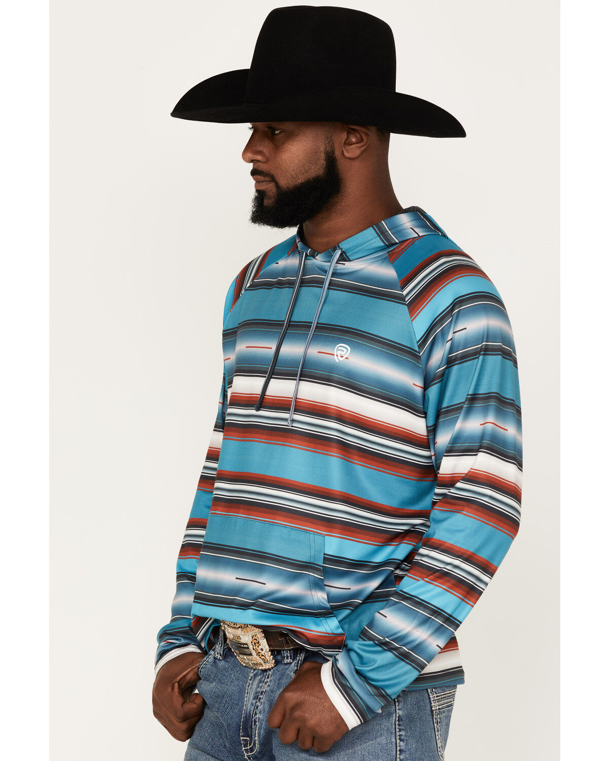 Rock & Roll Denim Men's Serape Stripe Print Hooded Sweatshirt