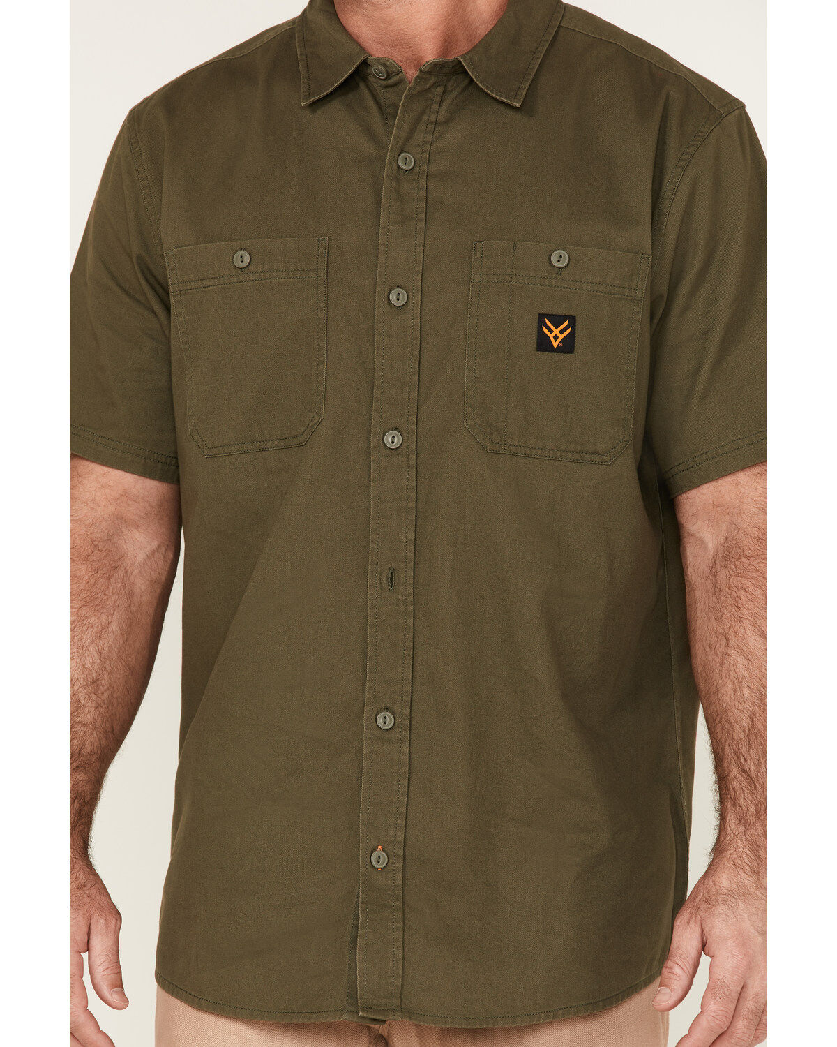 Hawx Men's Solid Twill Short Sleeve Button-Down Work Shirt