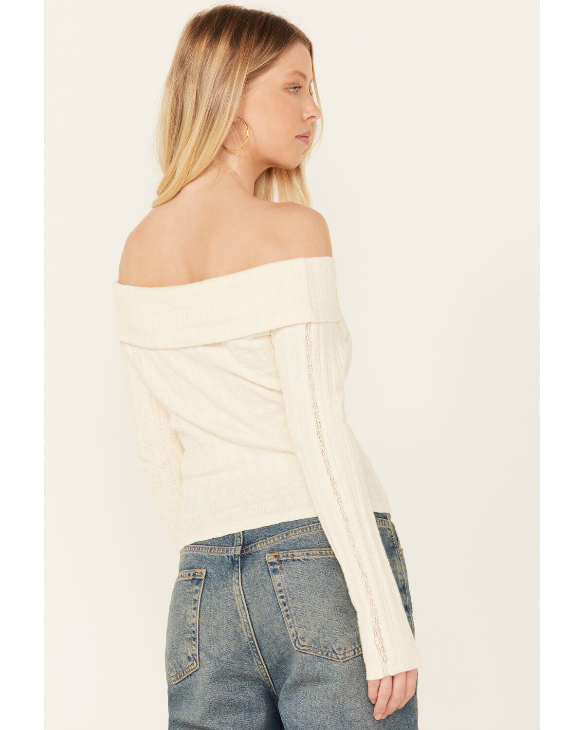 Shyanne Women's Pointelle Ribbed Off The Shoulder Top