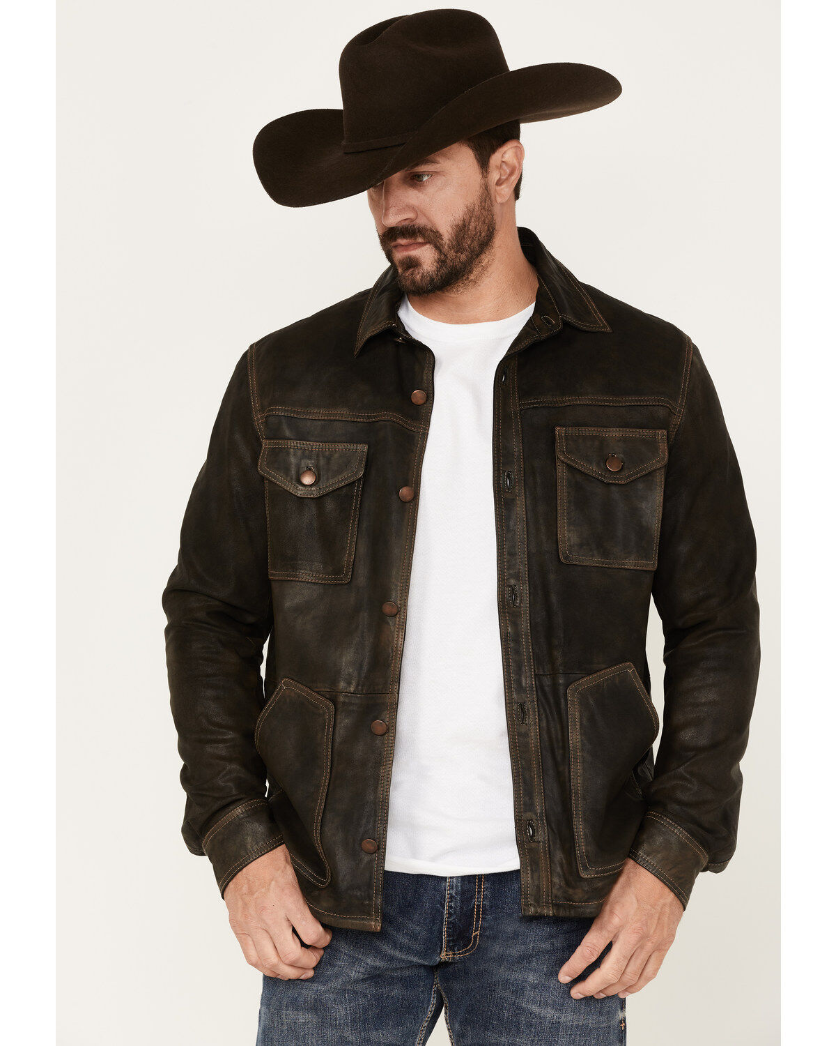 Scully Men's Serape Lined Leather Jacket