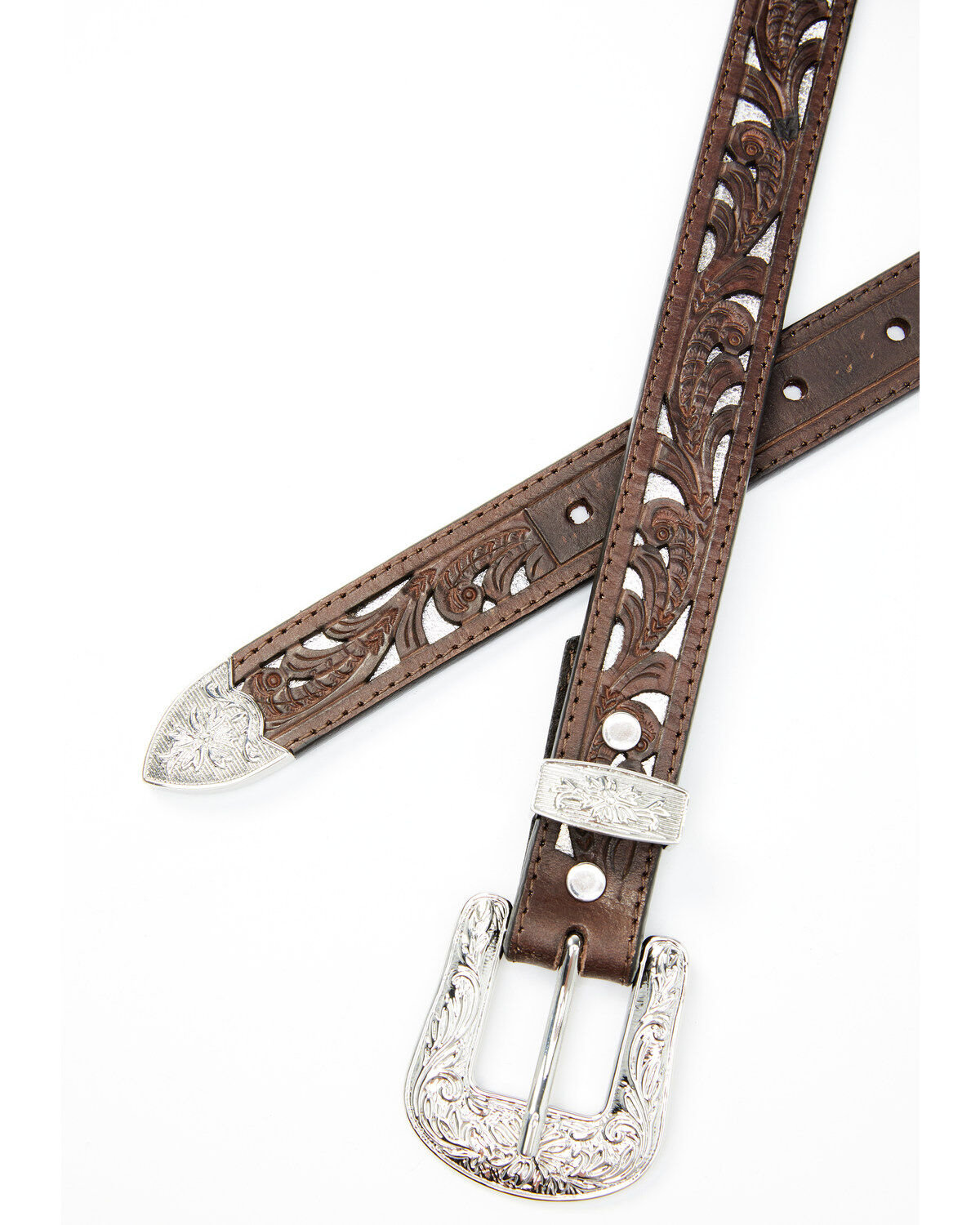 Shyanne Women's Skinny Silver Underlay Belt