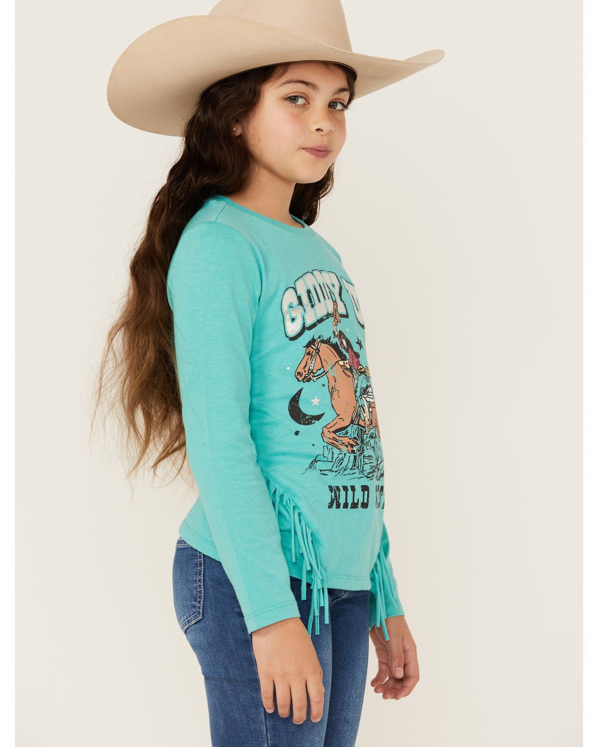 Rock & Roll Denim Girls' Giddy Up Long Sleeve Graphic Tee