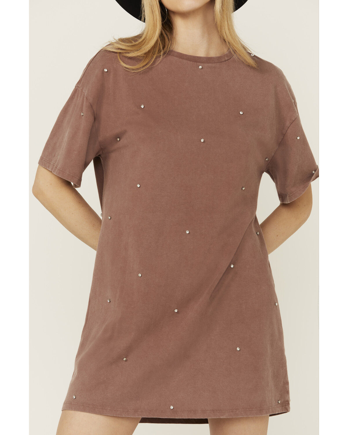 Rock & Roll Denim Women's Rhinestone Short Sleeve T-Shirt Mini Dress