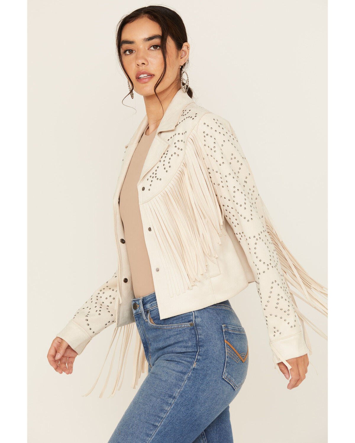 Idyllwind Women's Blair Fringe and Studded Faux Suede Snap Jacket